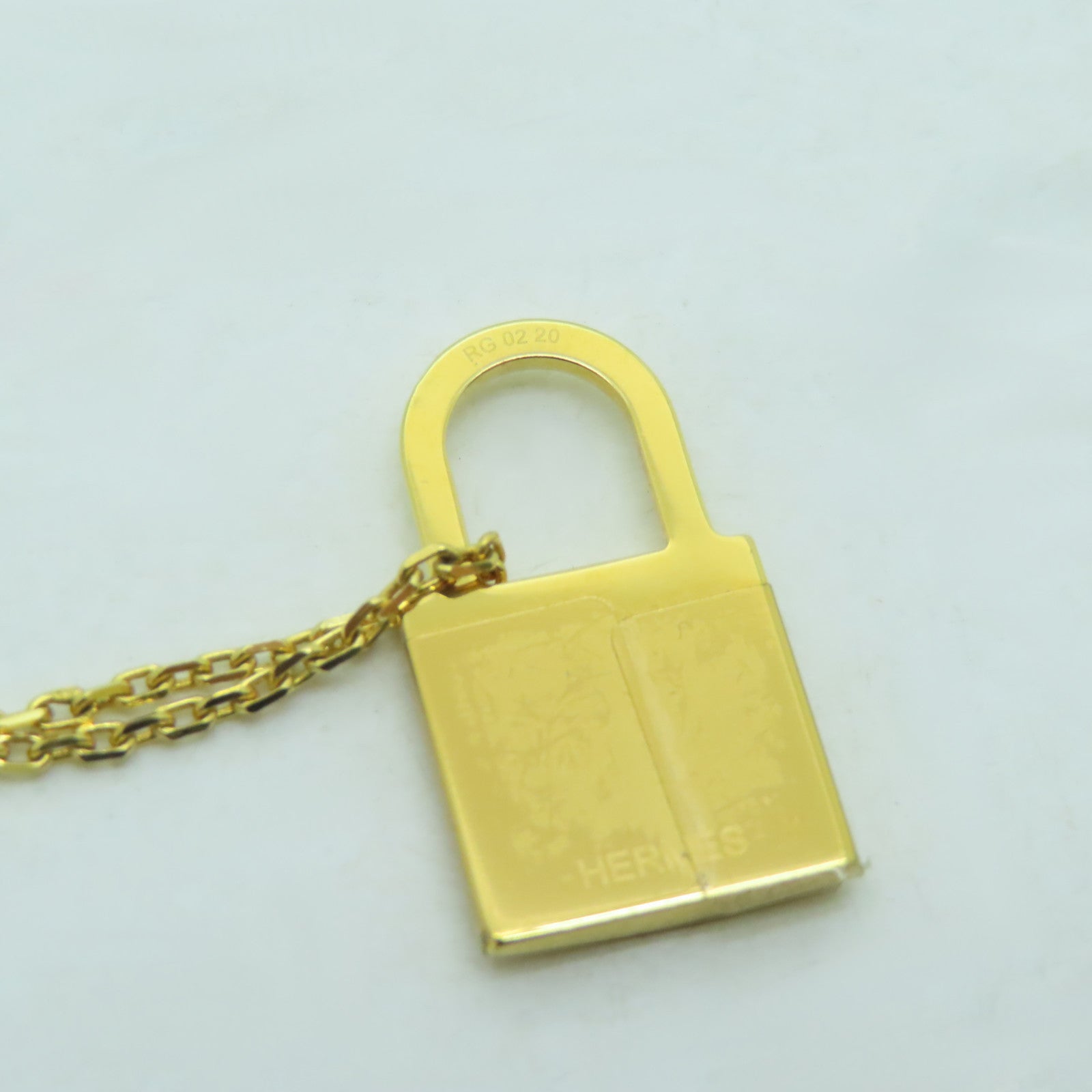 HERMES 金屬/Swift皮革O'Kelly Pendant項鍊金色/啡色