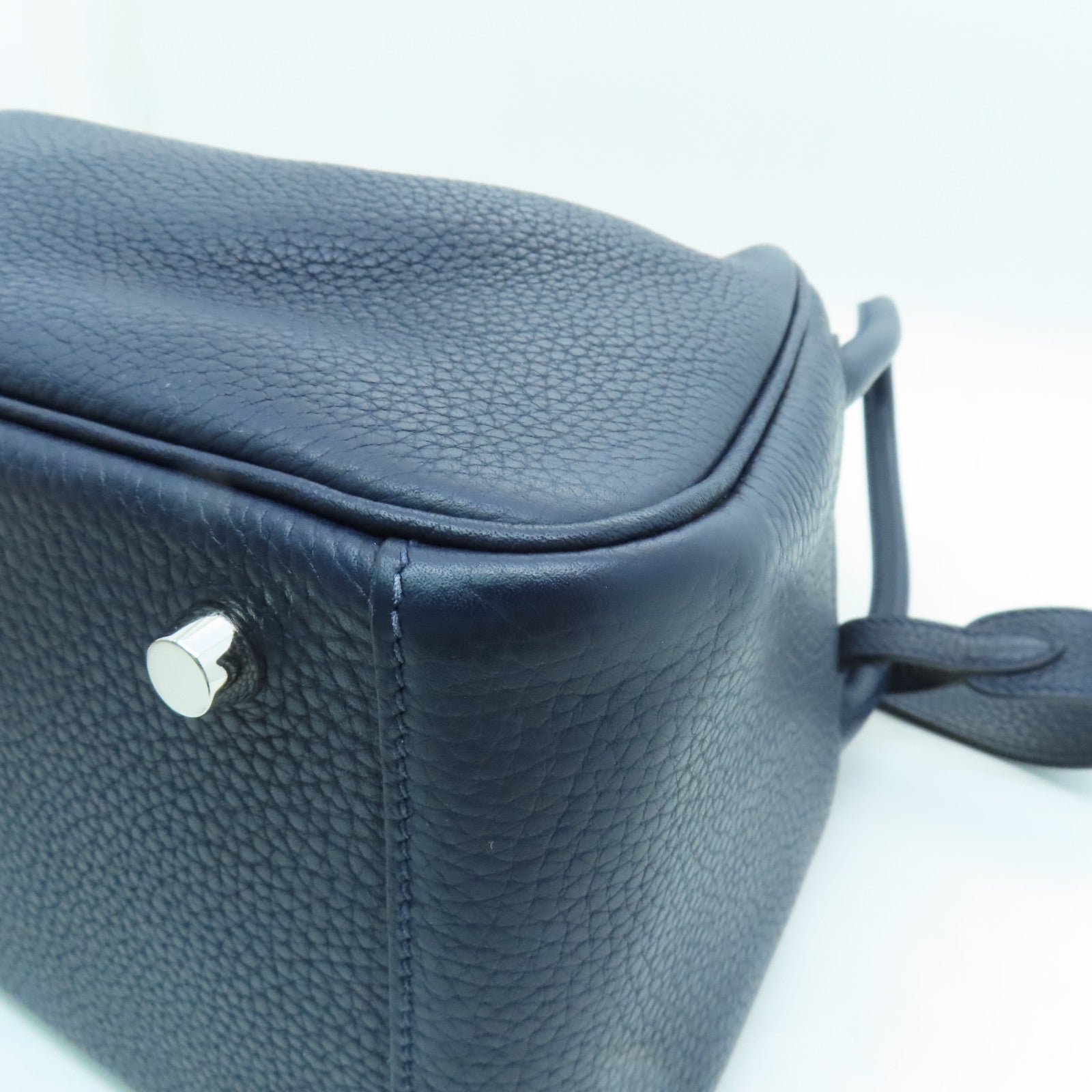 HERMES Clemence皮革Lindy 26銀扣手挽肩背兩用袋寶藍色