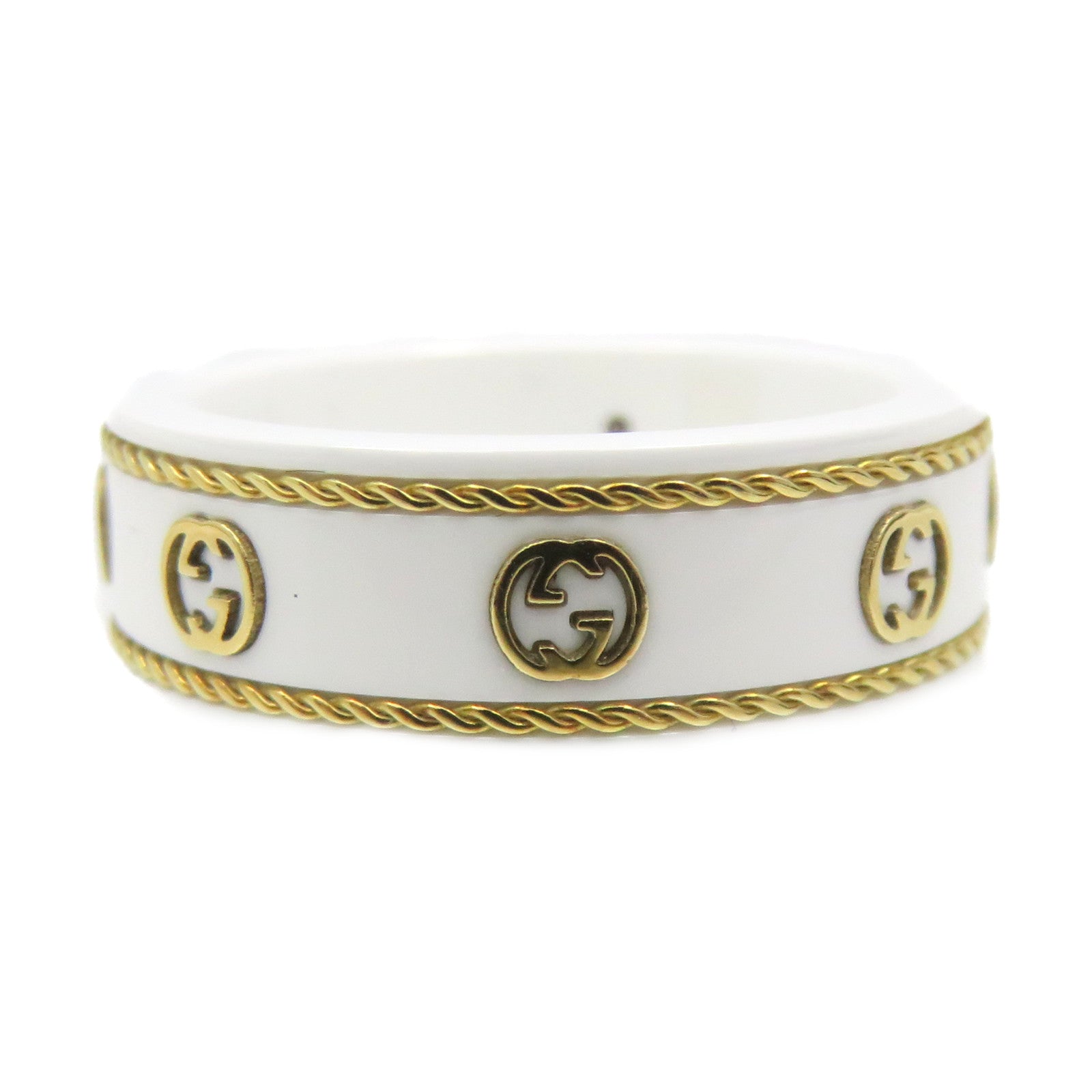 GUCCI 【激減優惠】18K黃金/金屬Interlocking G Ring戒指#13