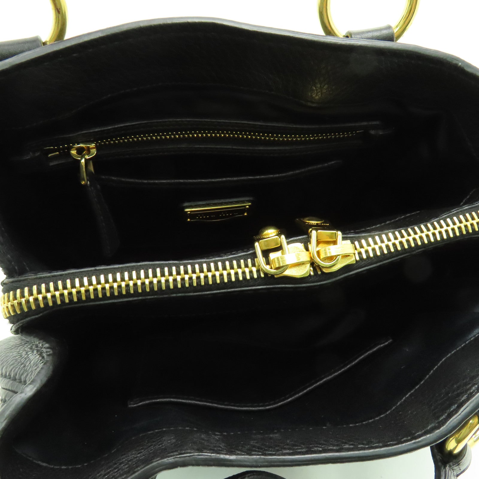 Miu Miu 牛皮皮革2way Shoulder Bag金扣手挽袋黑色