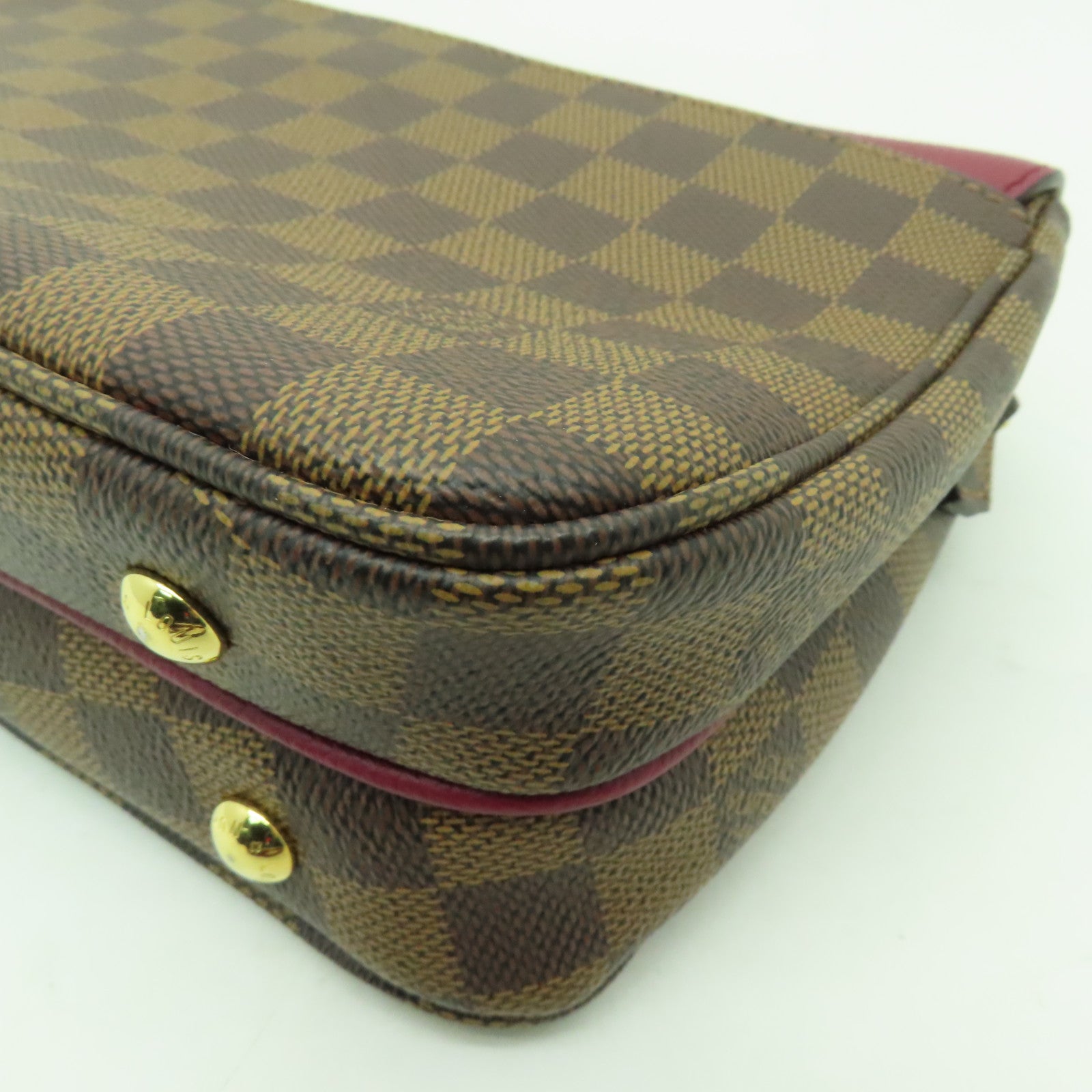 LOUIS VUITTON Damier Ebene Clapton金扣肩背袋啡色/酒紅色