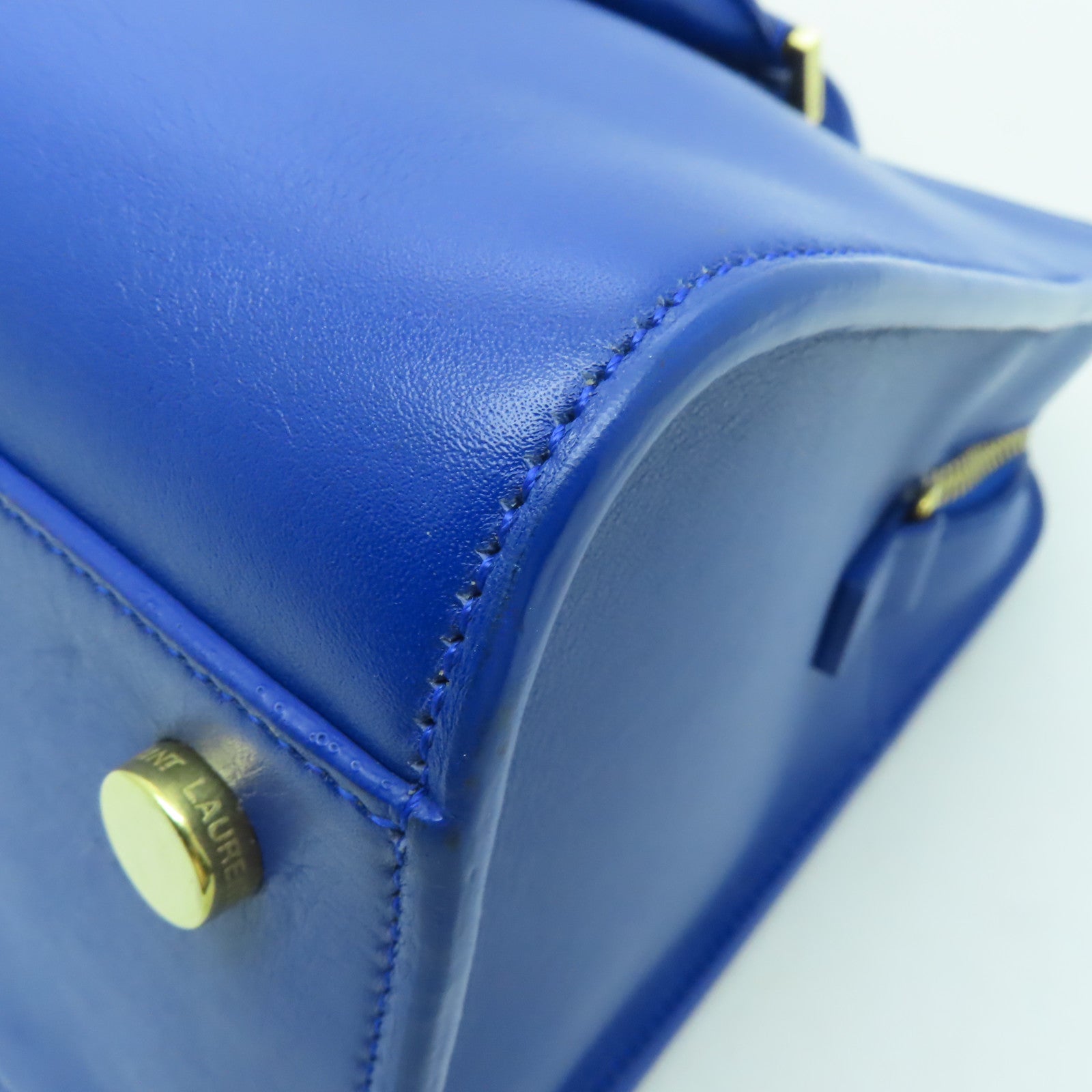 SAINT LAURENT 【激減優惠】牛皮皮革2 Way Shoulder Bag金扣手挽肩背兩用袋藍色