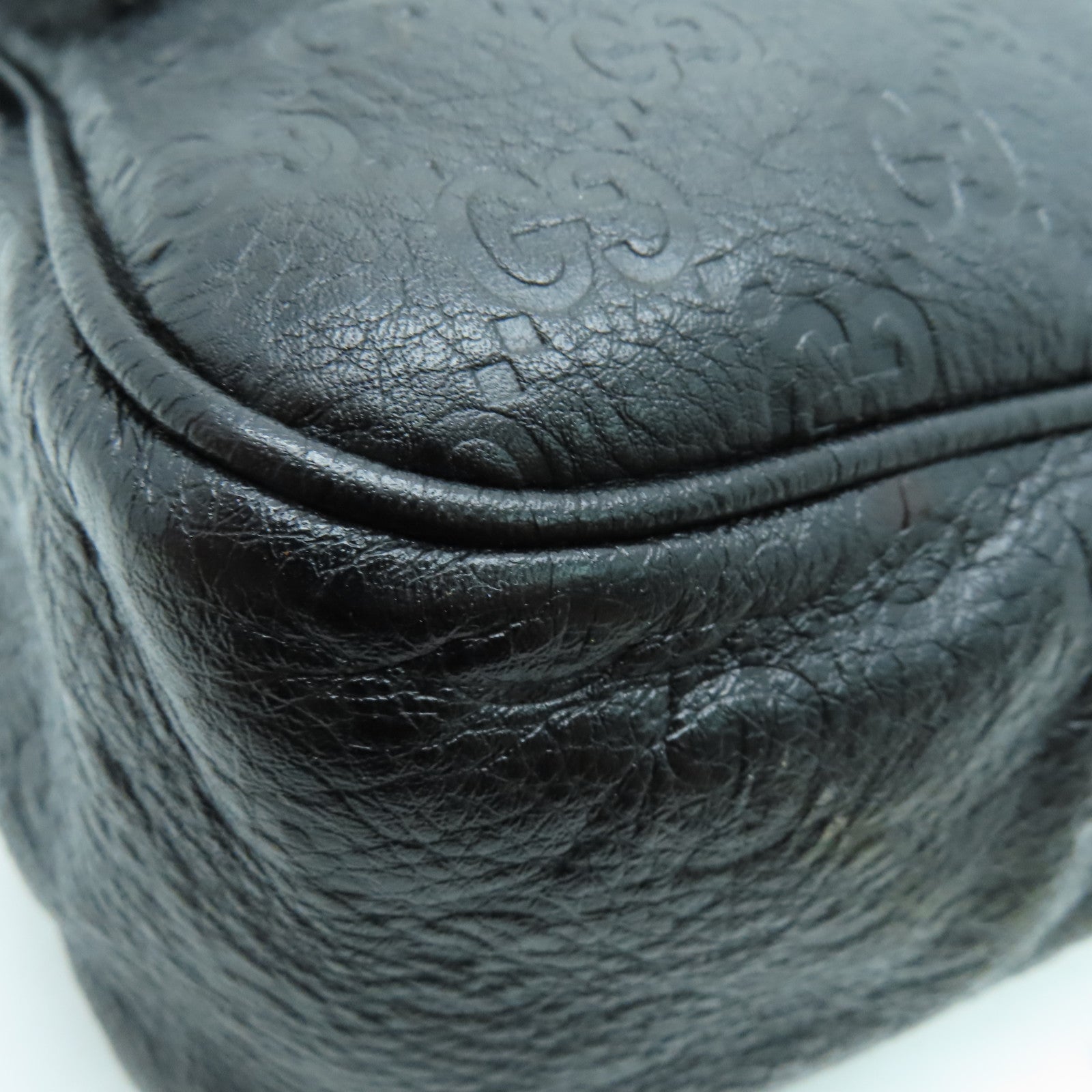 GUCCI 牛皮皮革Shoulder Bag肩背袋银扣黑色