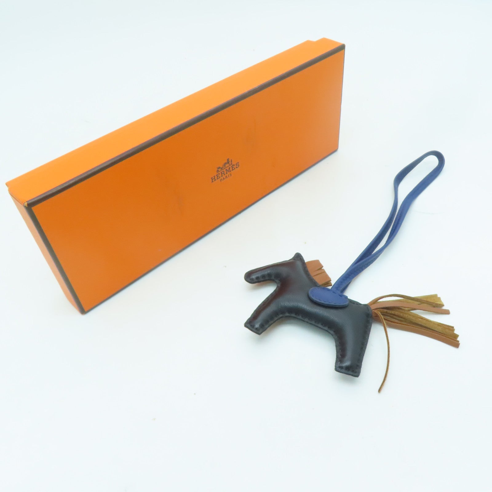 HERMES Swift皮革Rodeo PM掛飾黑色/啡色/藍色