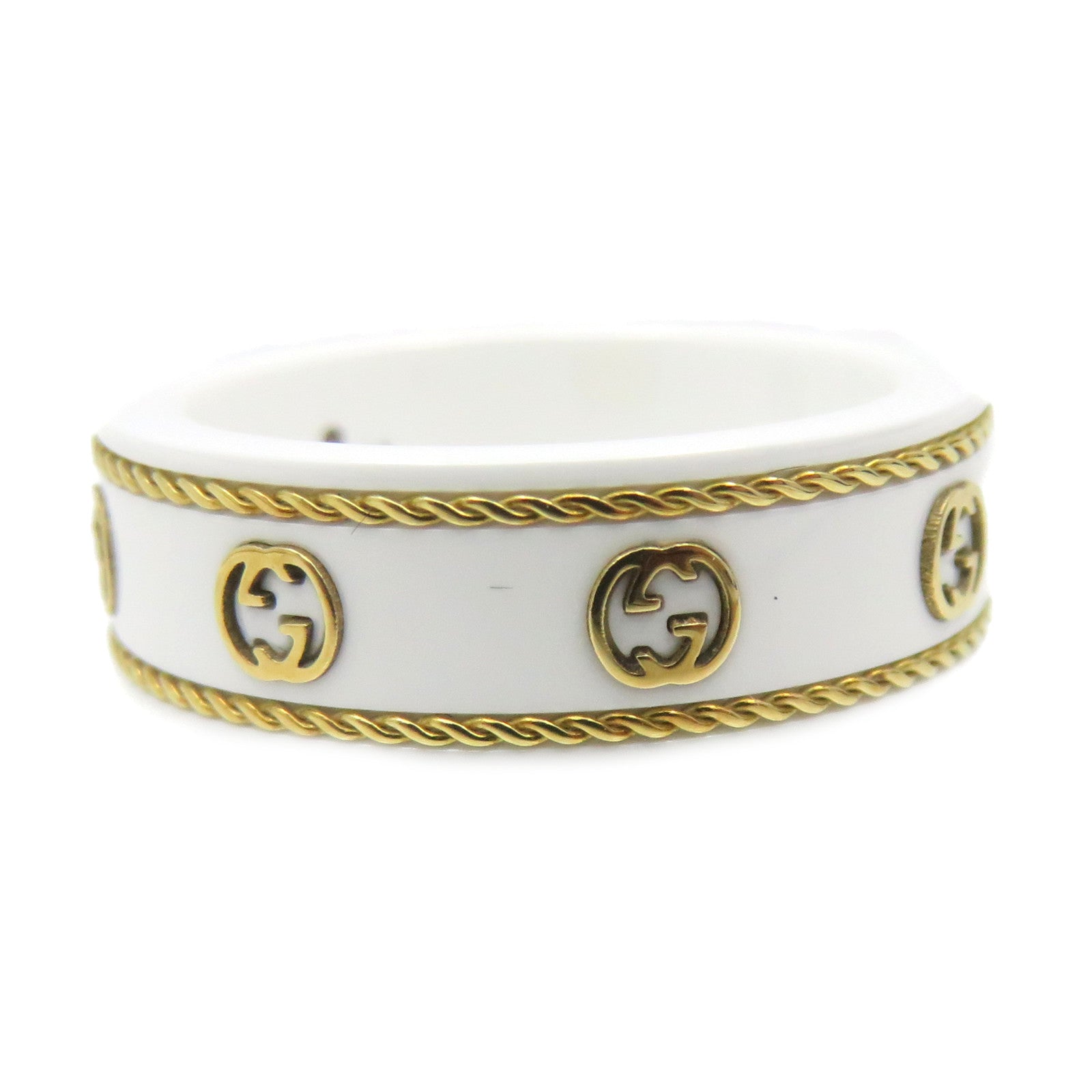GUCCI 【激減優惠】18K黃金/金屬Interlocking G Ring戒指#13