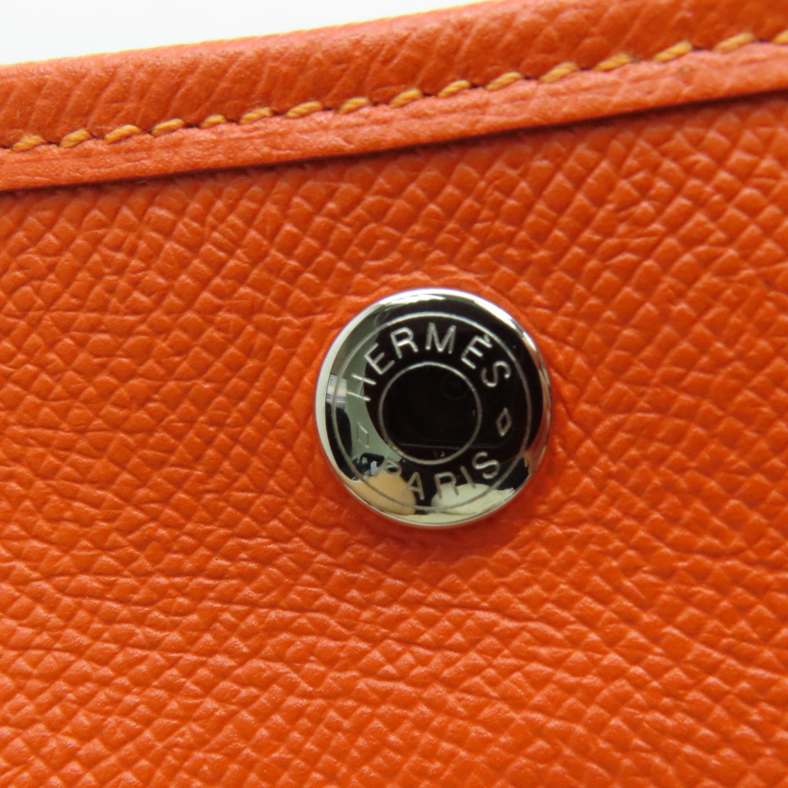 HERMES Epsom Leather GardenParty PM Silver Button Handle Bag