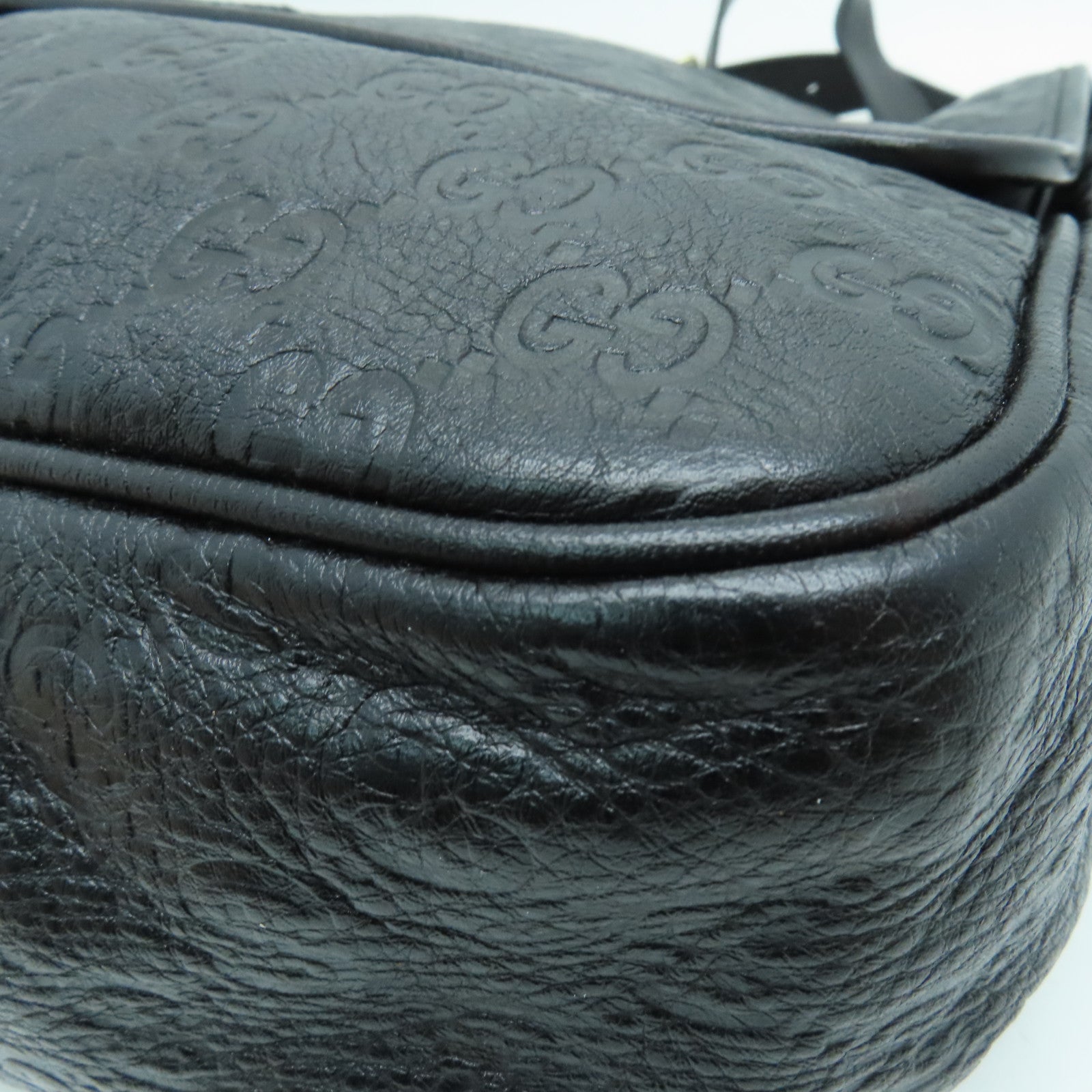 GUCCI 牛皮皮革Shoulder Bag肩背袋银扣黑色