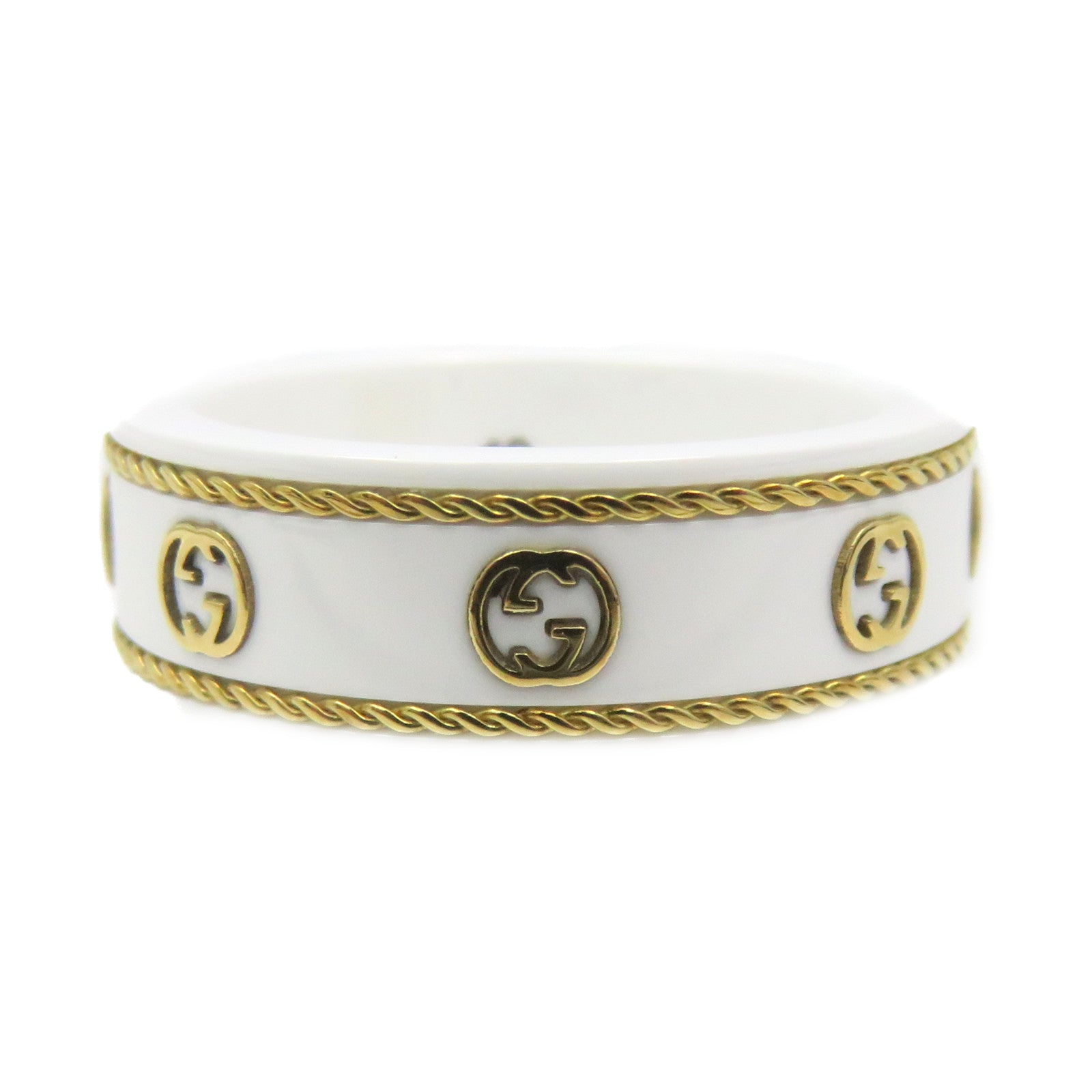 GUCCI 【激減優惠】18K黃金/金屬Interlocking G Ring戒指#13