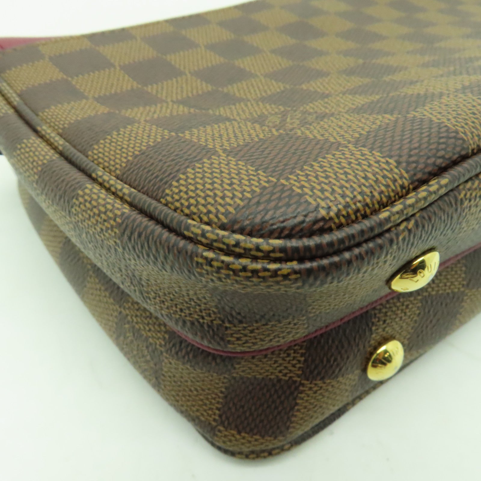 LOUIS VUITTON Damier Ebene Clapton金扣肩背袋啡色/酒紅色