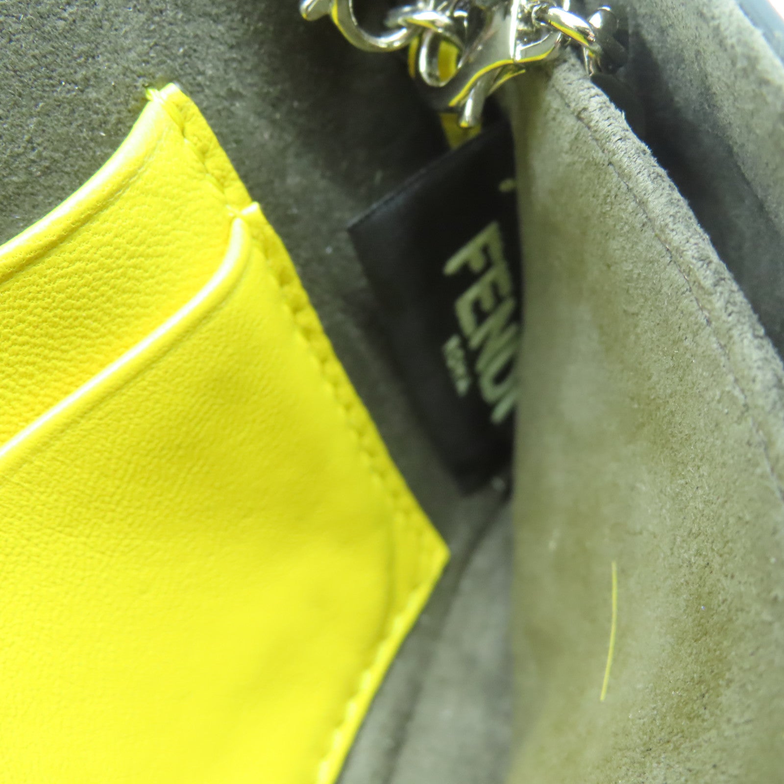 FENDI 羊皮皮革2 Way Shoulder銀扣手挽肩背兩用袋黃色