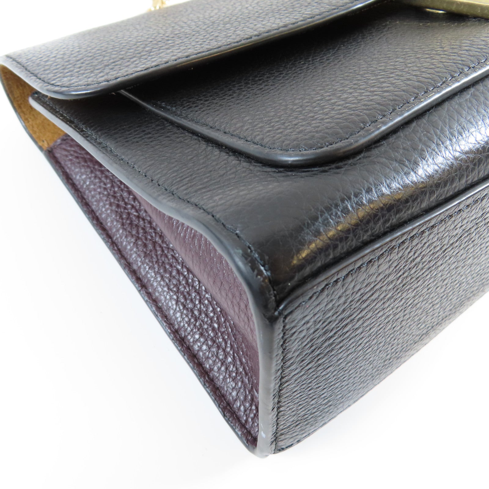 COACH 牛皮皮革Shoulder Bag金扣鏈帶肩背袋黑色