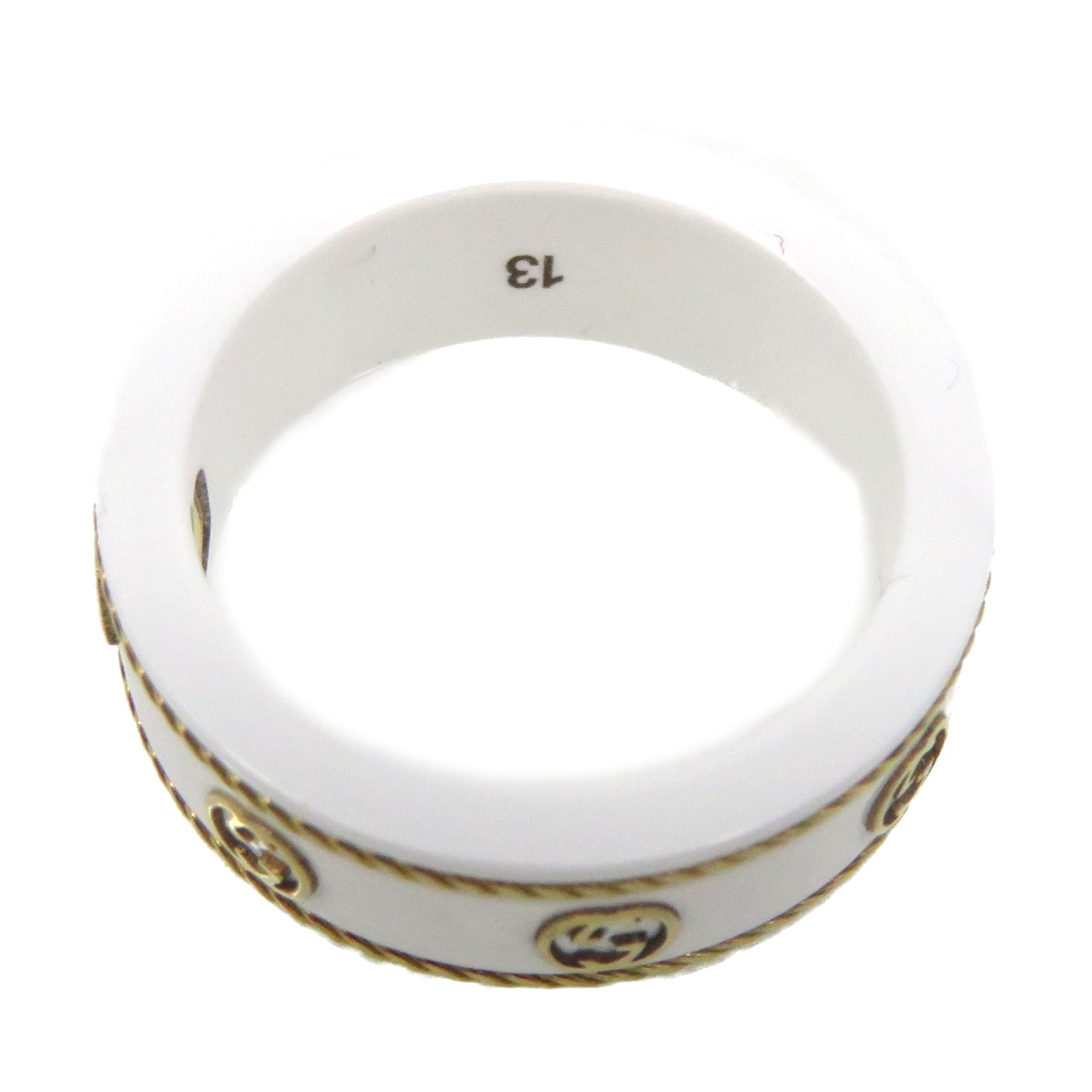 GUCCI 【激減優惠】18K黃金/金屬Interlocking G Ring戒指#13