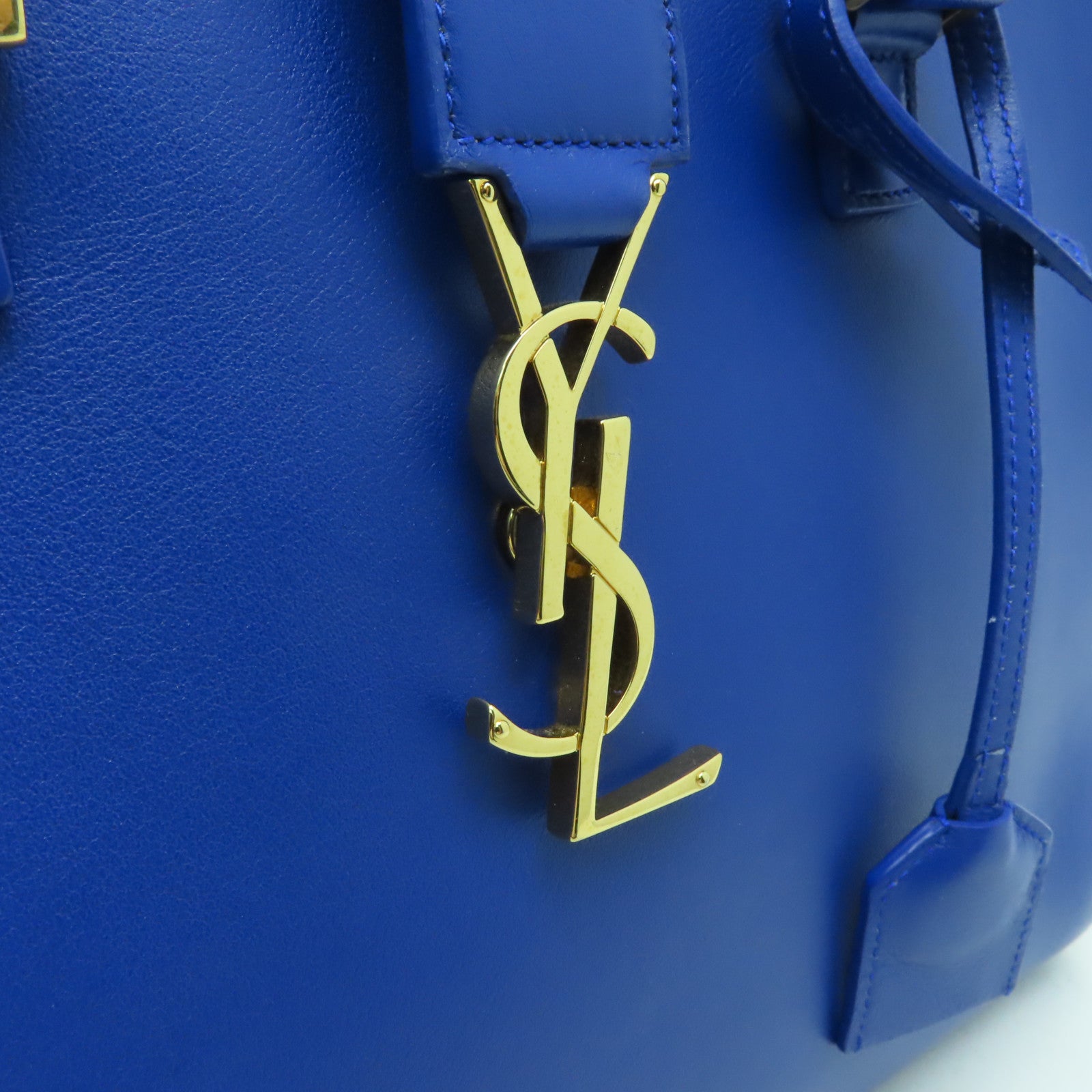 SAINT LAURENT 【激減優惠】牛皮皮革2 Way Shoulder Bag金扣手挽肩背兩用袋藍色