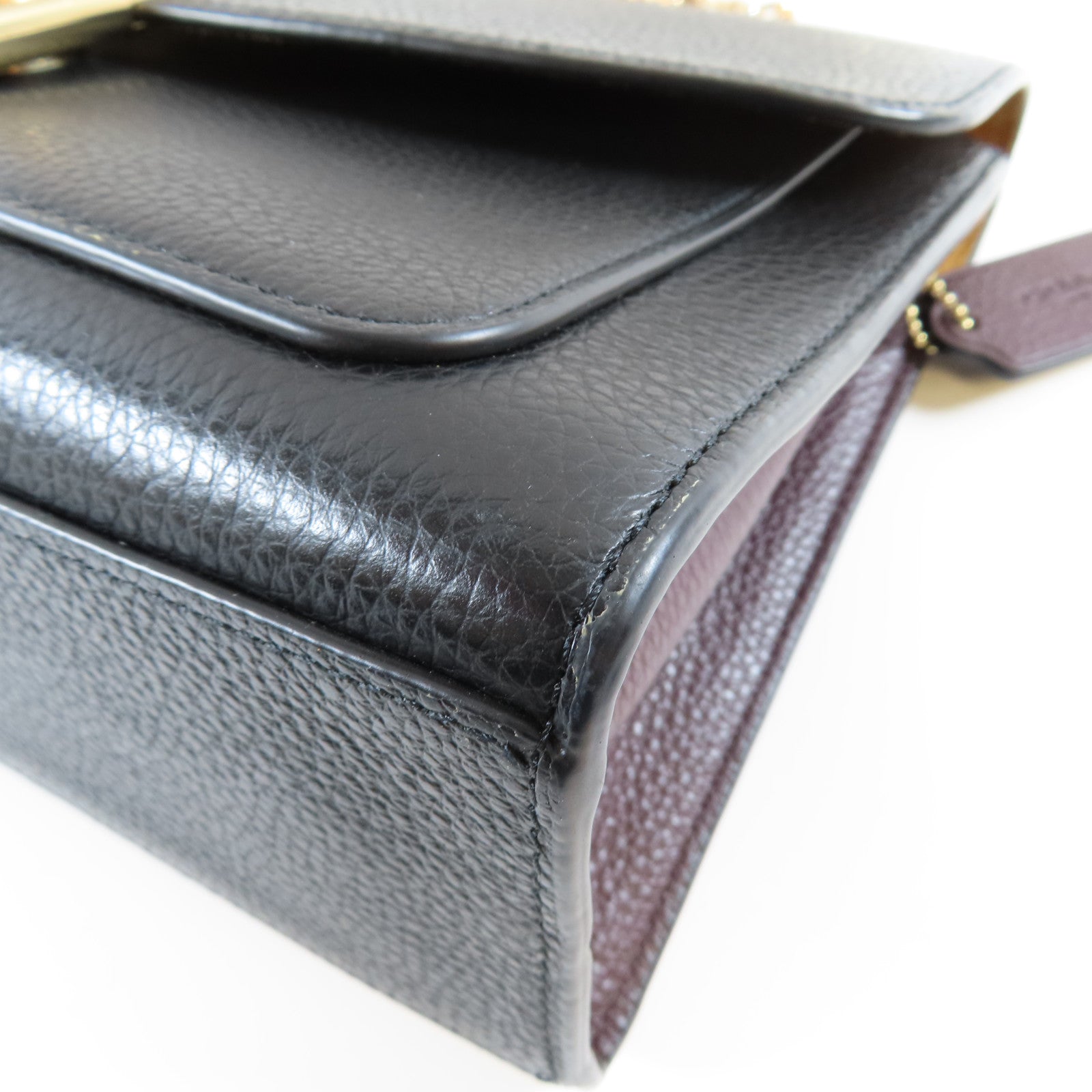 COACH 牛皮皮革Shoulder Bag金扣鏈帶肩背袋黑色