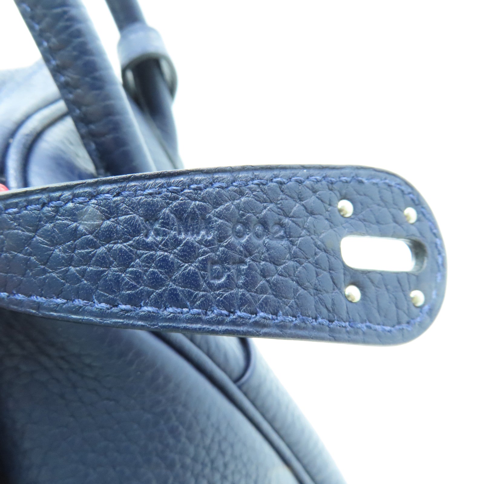 HERMES Clemence皮革Lindy 26銀扣手挽肩背兩用袋寶藍色
