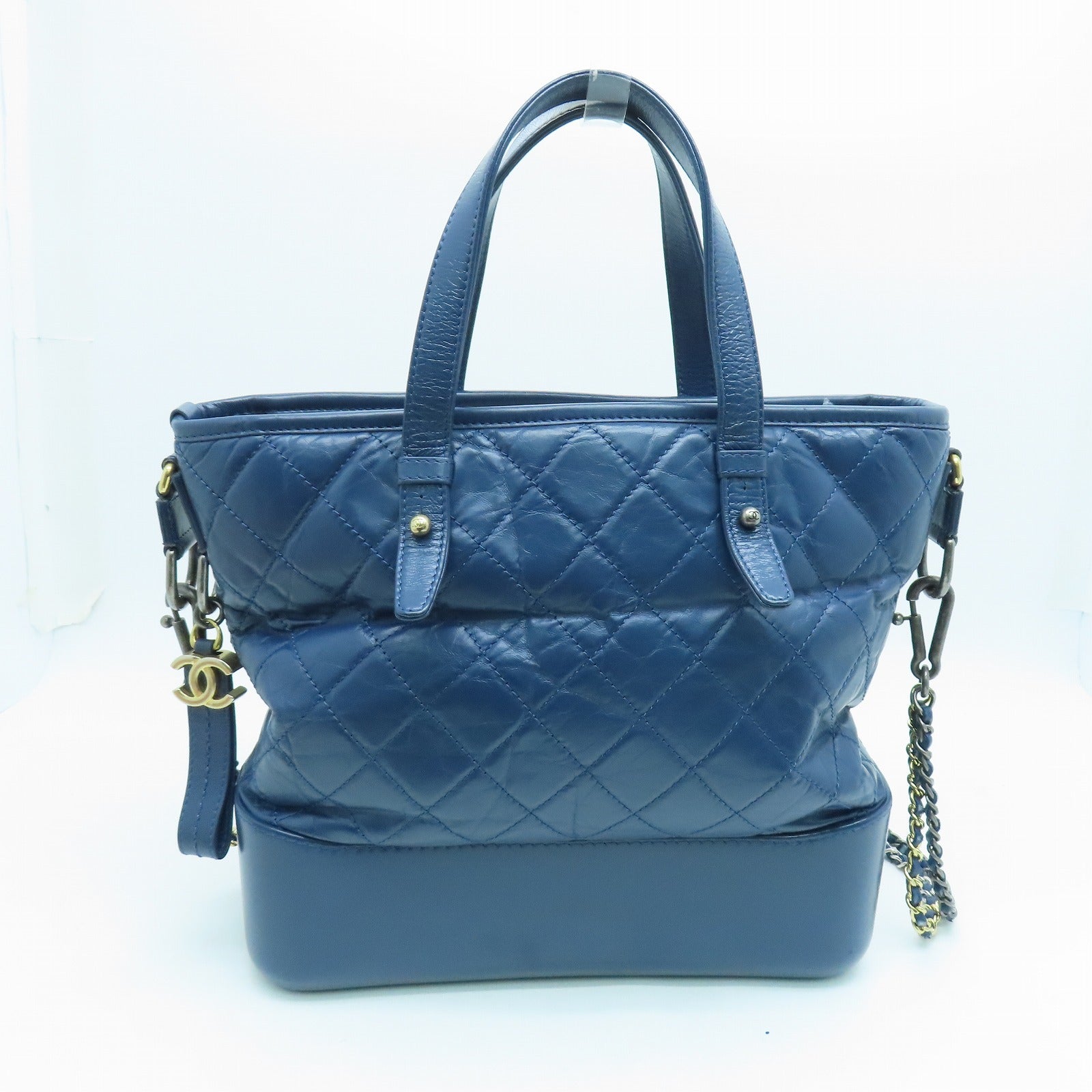 CHANEL rhombic cowhide leather Gabrielle 2Way Bag handle shoulder bag blue