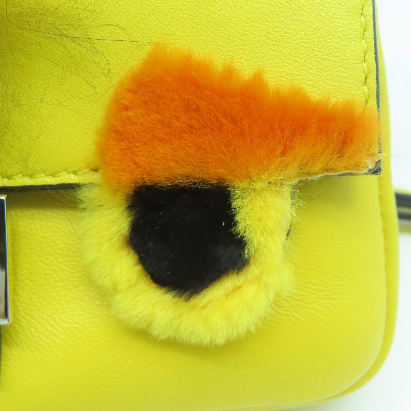 FENDI 羊皮皮革2 Way Shoulder銀扣手挽肩背兩用袋黃色