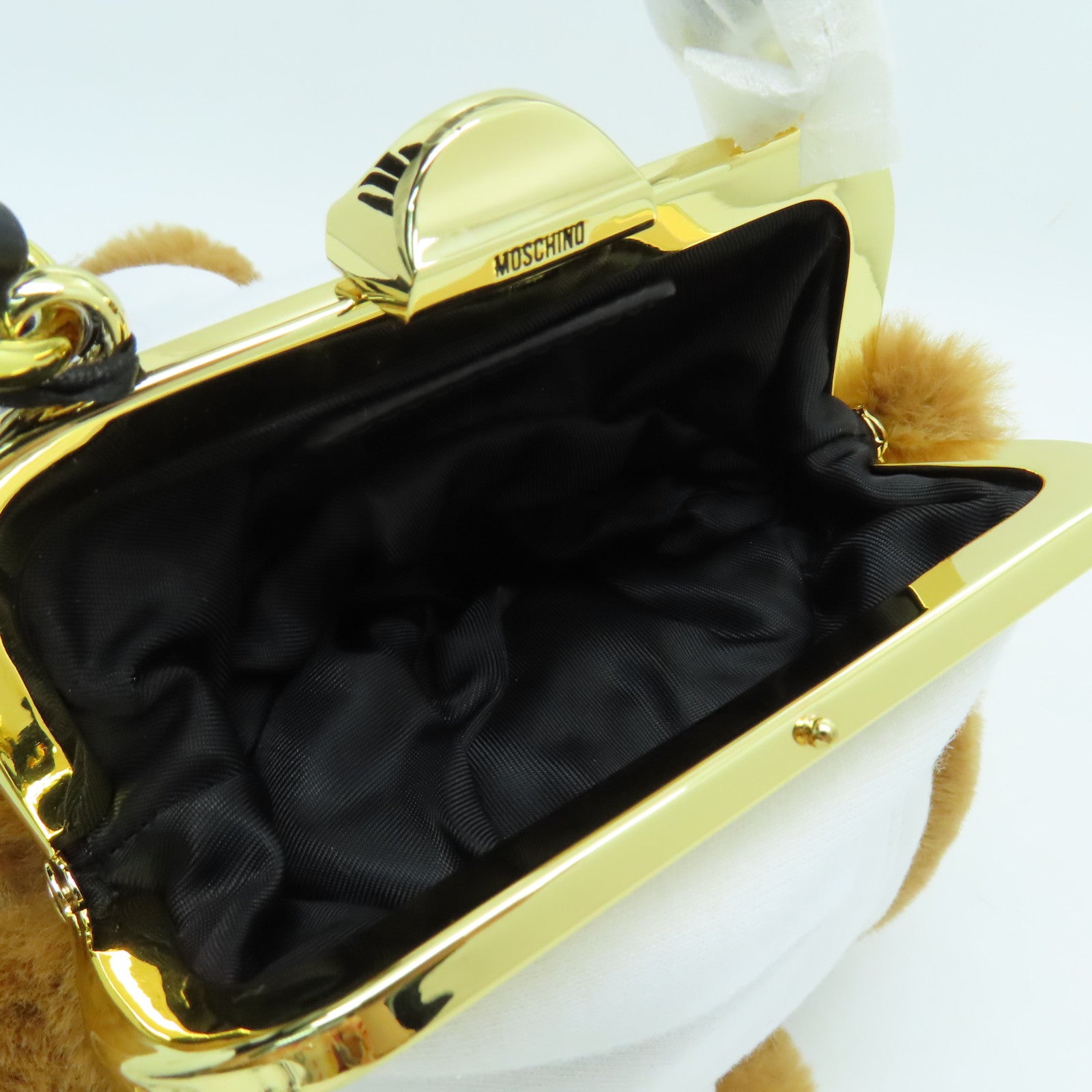 MOSCHINO 毛茸2way Shoulder Bag金扣手挽肩背兩用袋棕色