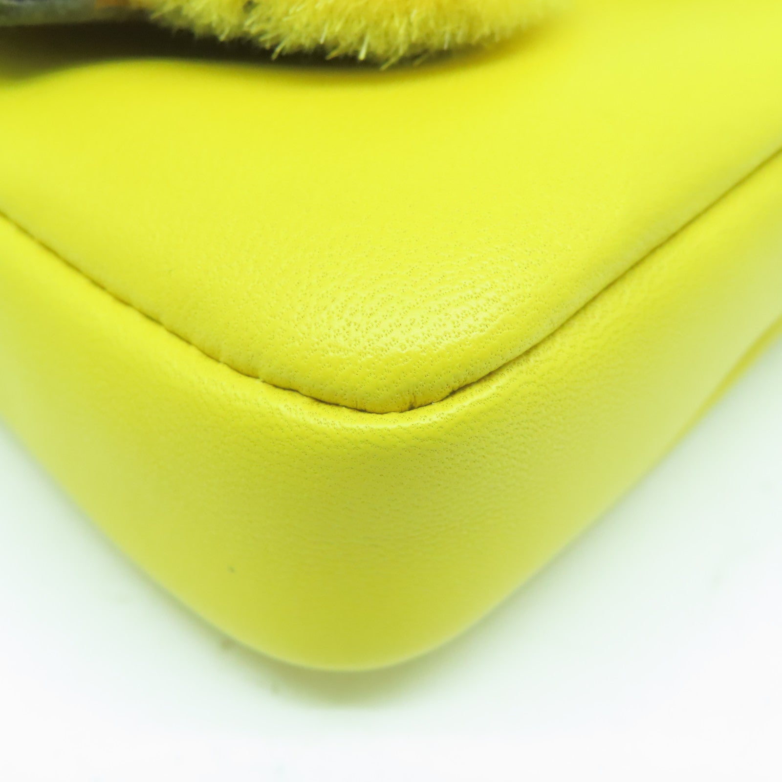 FENDI 羊皮皮革2 Way Shoulder銀扣手挽肩背兩用袋黃色