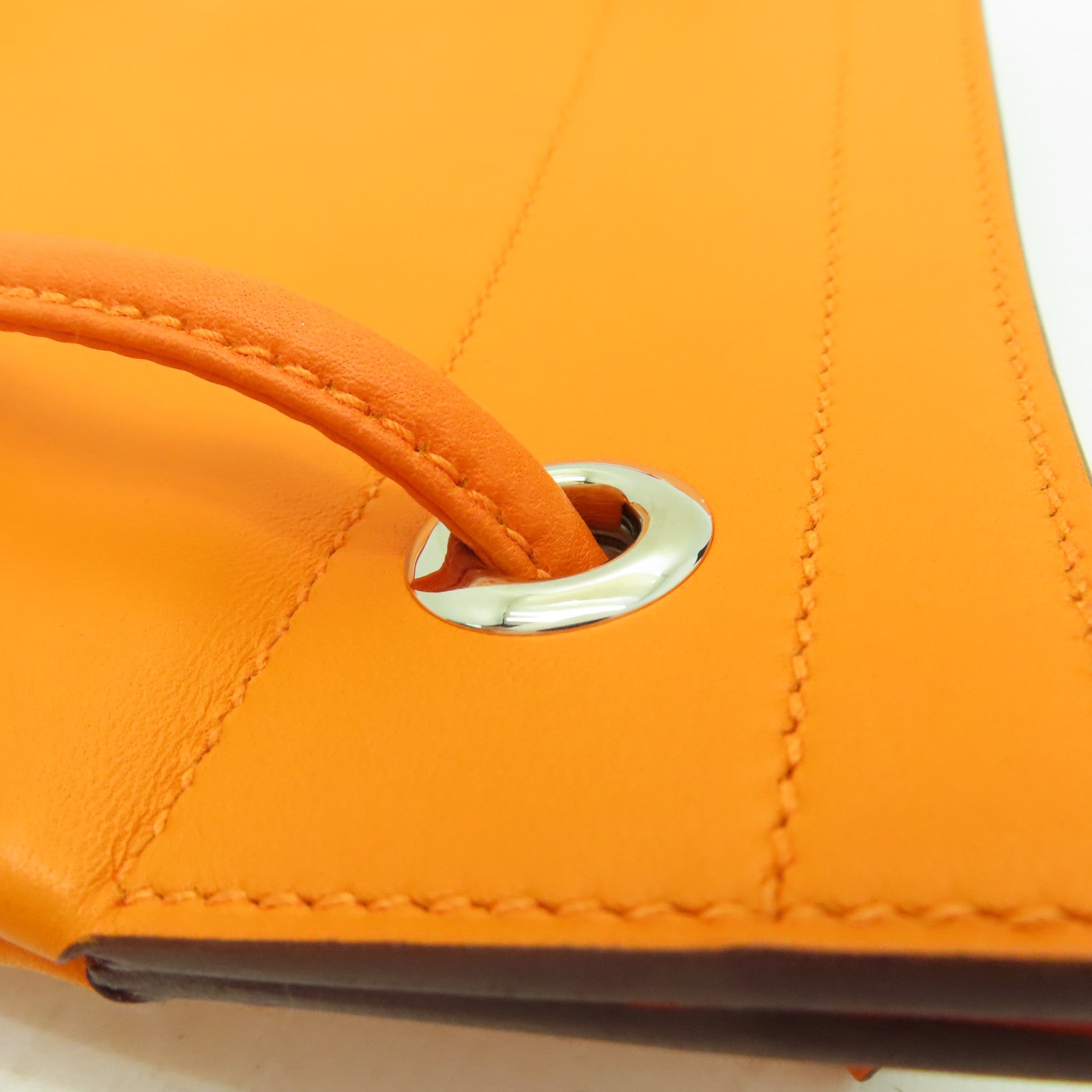HERMES Swift皮革Aline銀扣肩背袋橘色