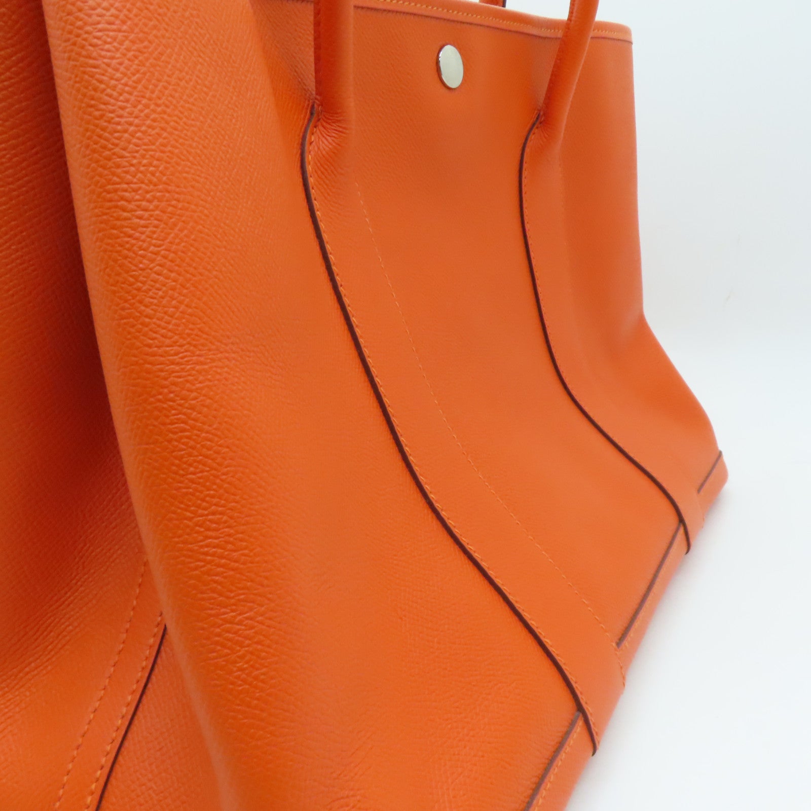 HERMES Epsom Leather GardenParty PM Silver Button Handle Bag