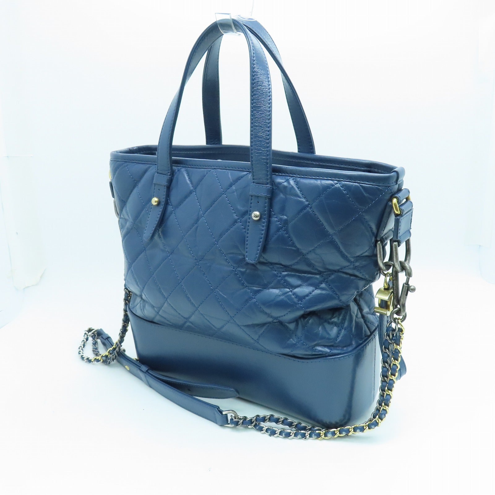 CHANEL rhombic cowhide leather Gabrielle 2Way Bag handle shoulder bag blue