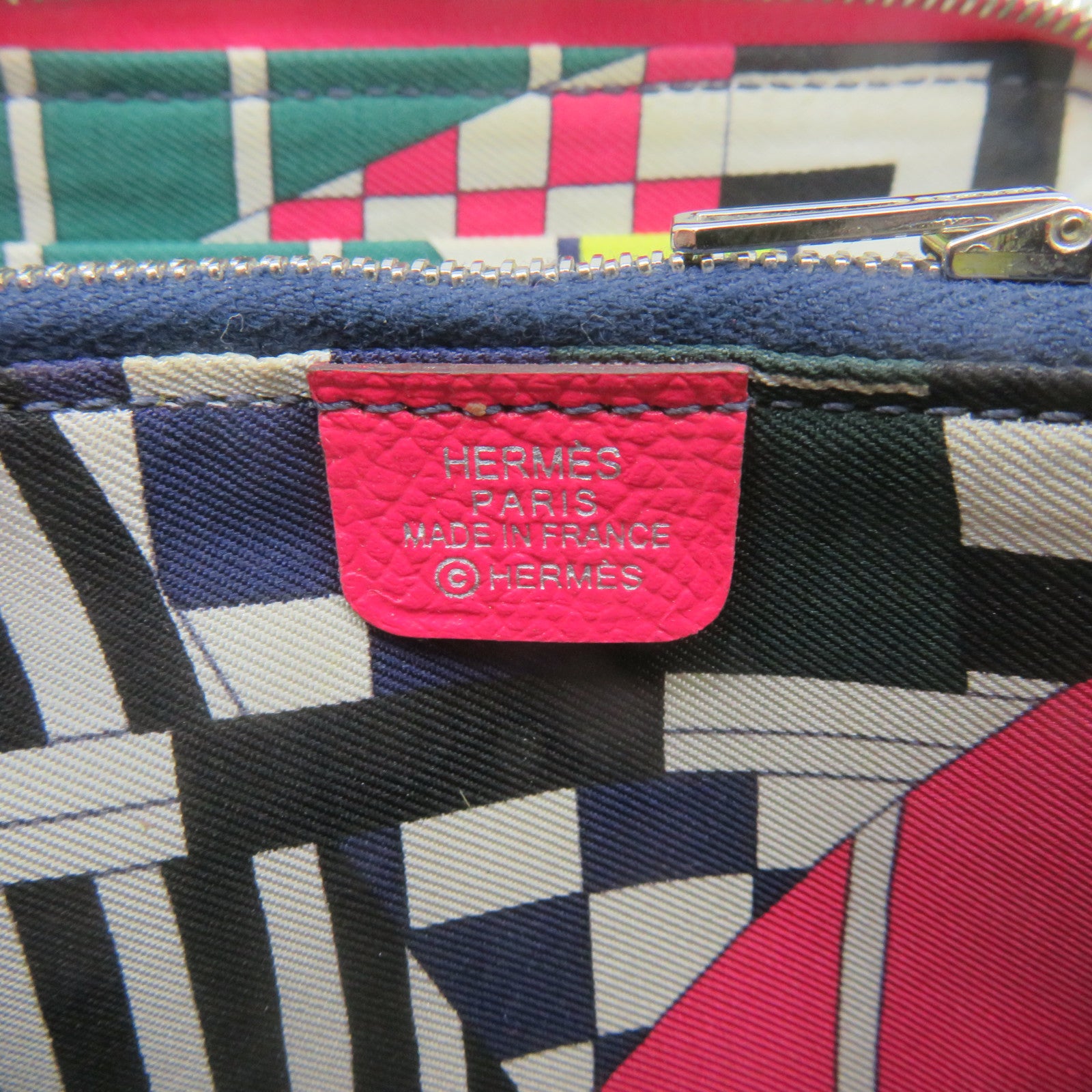 HERMES Epsom Leather Silkin Wallet Small Silver Buckle Zipper Short Wallet Pink