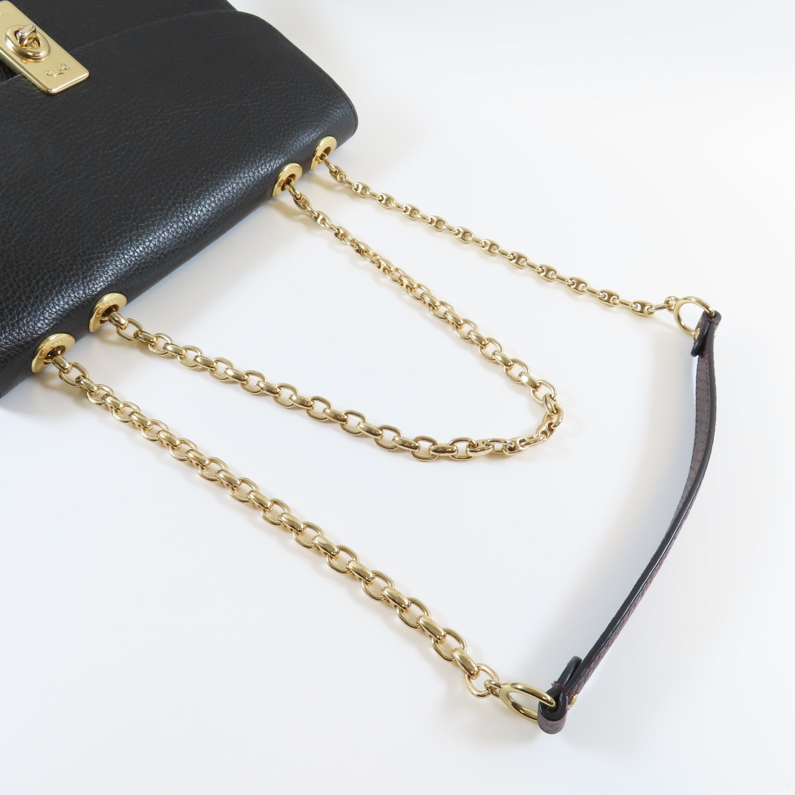 COACH 牛皮皮革Shoulder Bag金扣鏈帶肩背袋黑色