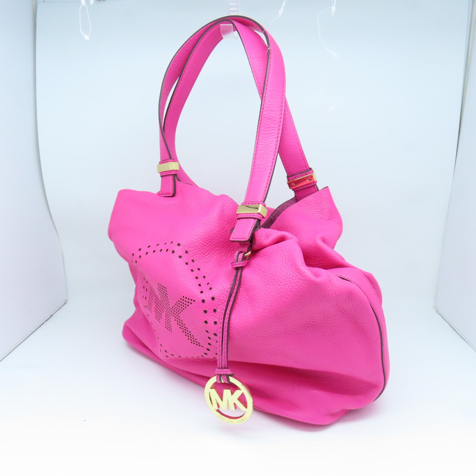 Michael Kors Leather Shoulder Bag Gold Buckle Pink