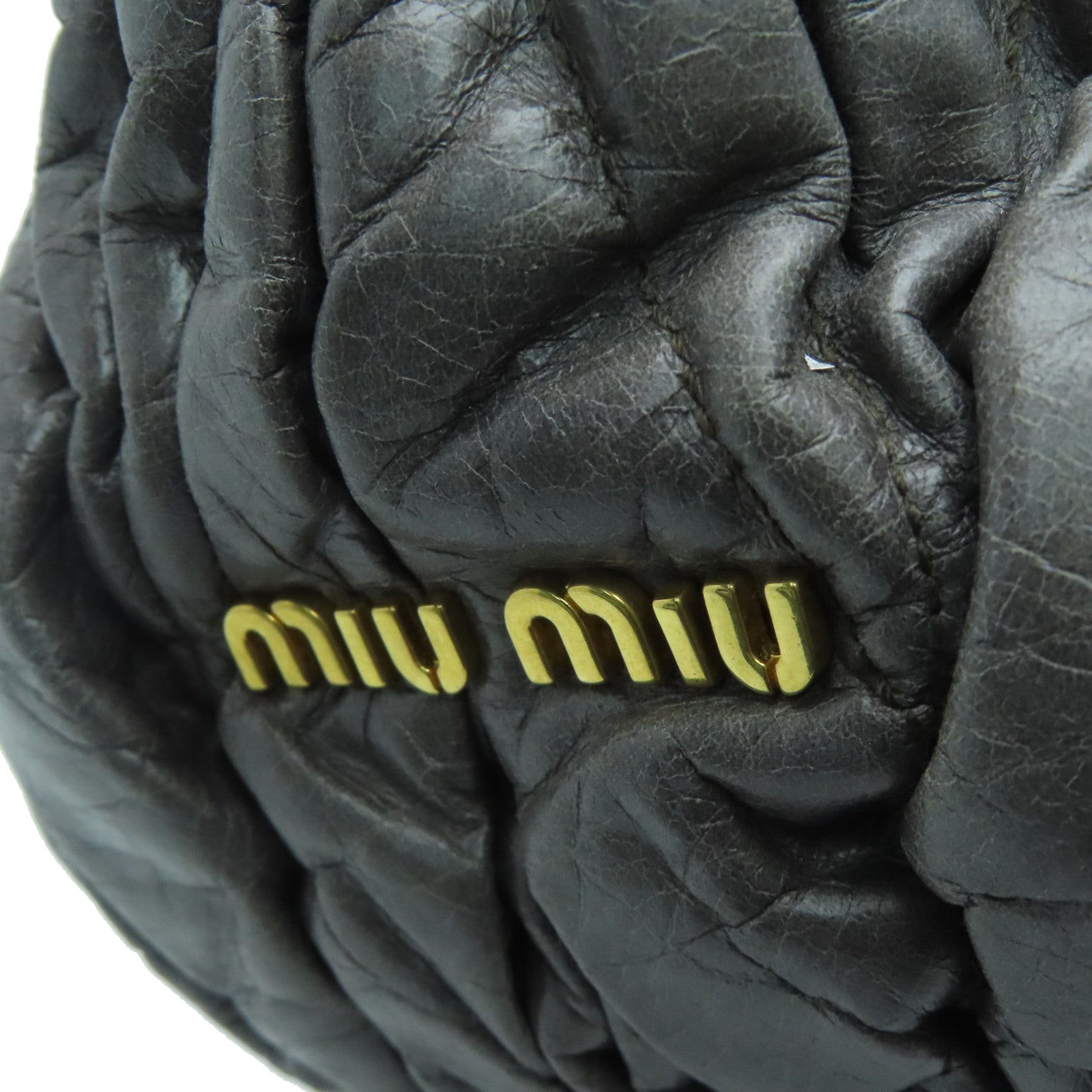 Miu Miu [Sharp Discount] Cowhide Leather 2 Way Shoulder Handle Shoulder Dual-purpose Bag Gray