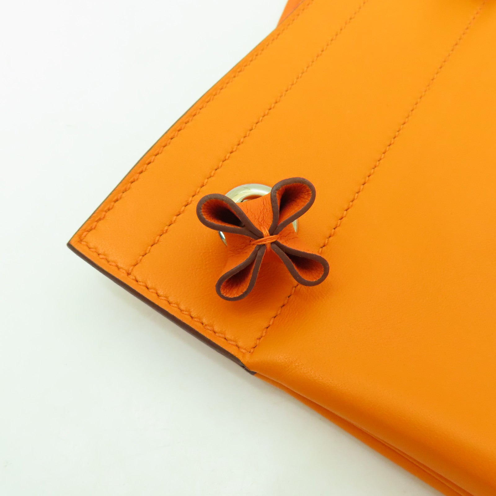 HERMES Swift皮革Aline銀扣肩背袋橘色