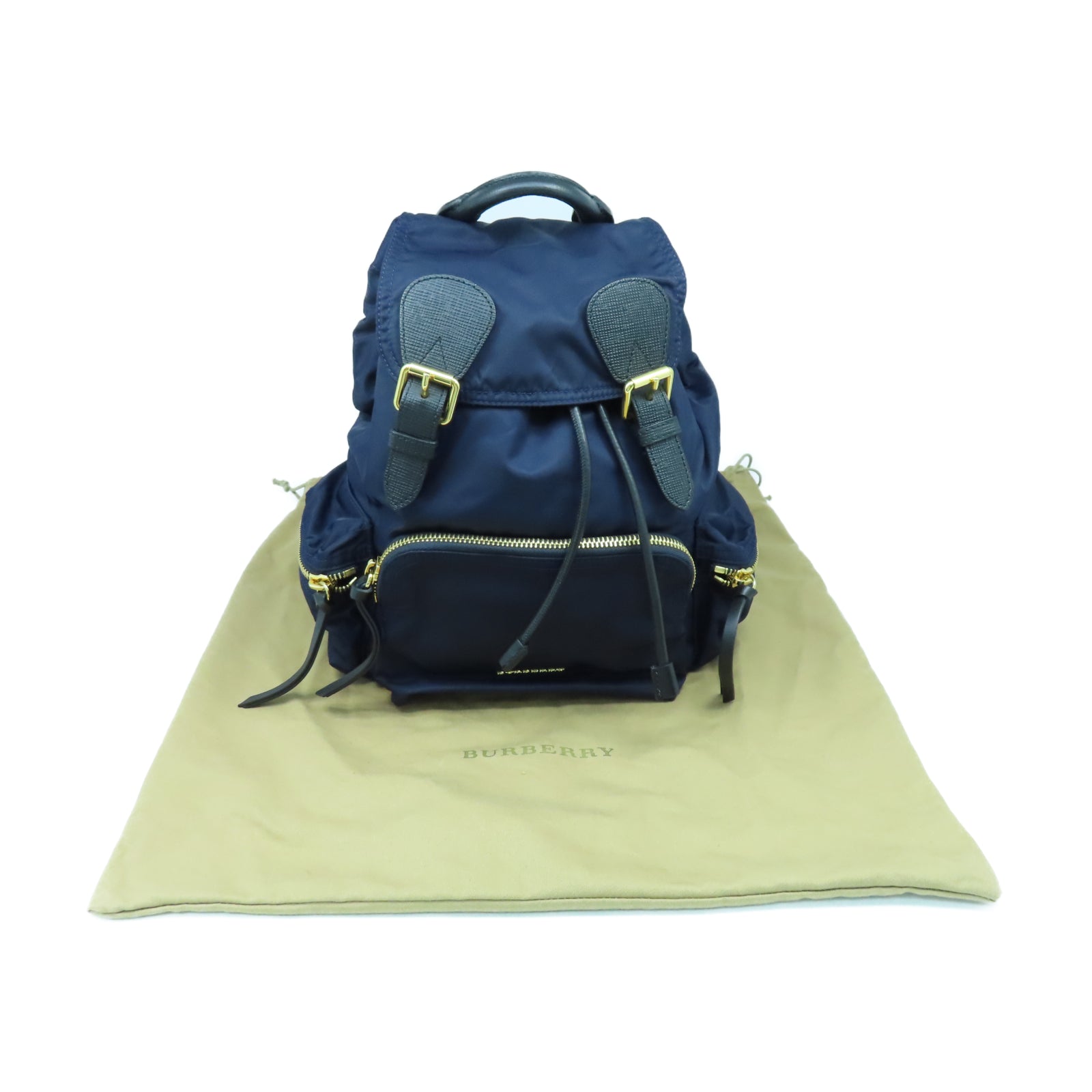 BURBERRY nylon Backpack gold buckle backpack blue