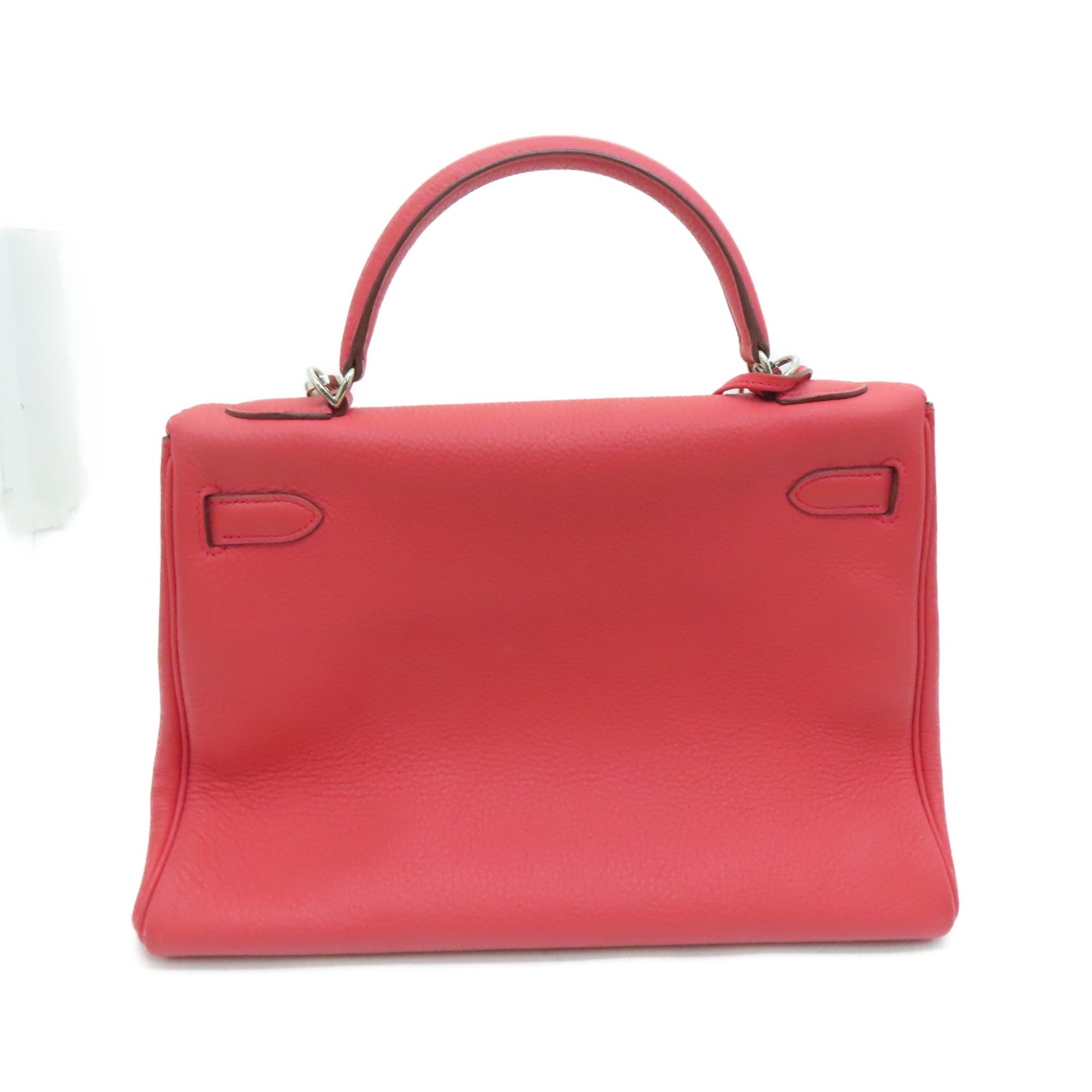 HERMES Clemence皮革Kelly 32银扣手挽肩背两用袋Rose Jaipur/蜜桃红