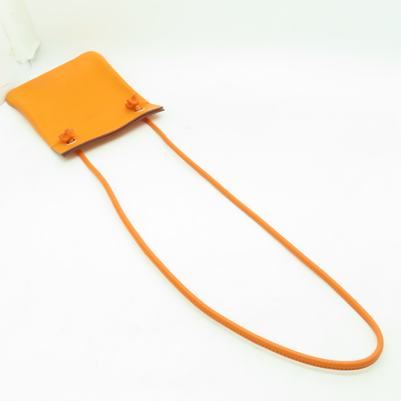 HERMES Swift皮革Aline銀扣肩背袋橘色