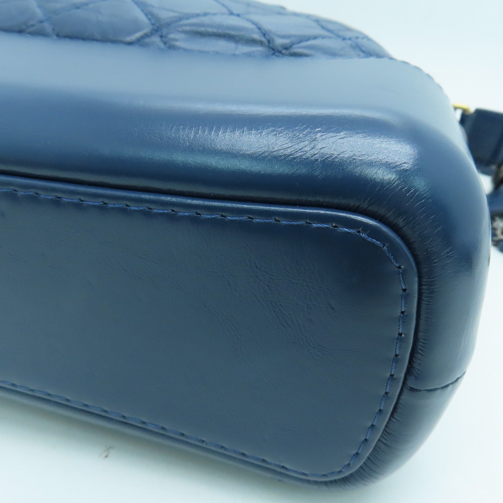 CHANEL rhombic cowhide leather Gabrielle 2Way Bag handle shoulder bag blue
