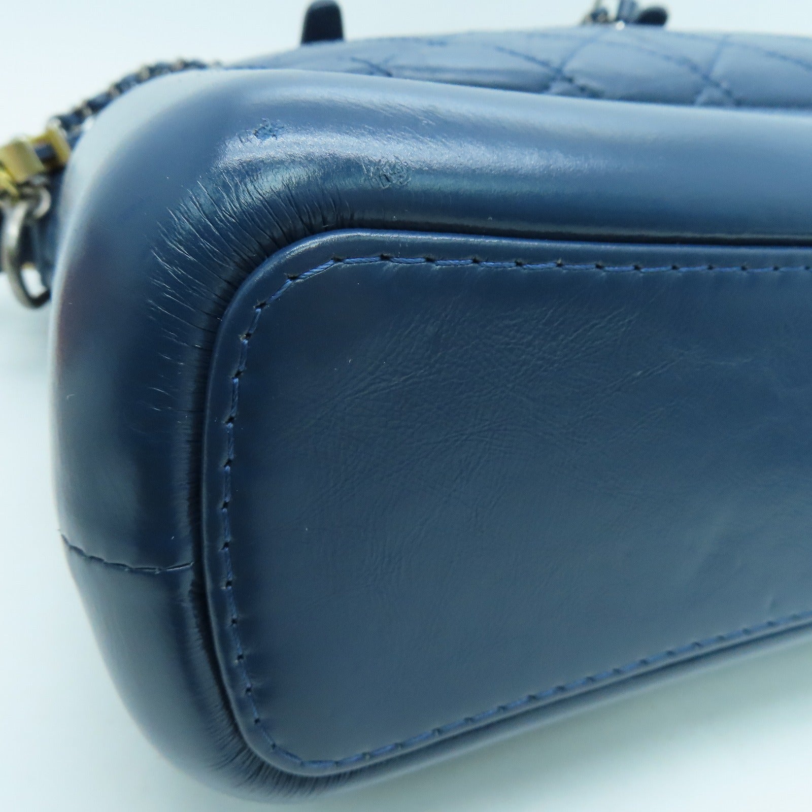 CHANEL rhombic cowhide leather Gabrielle 2Way Bag handle shoulder bag blue