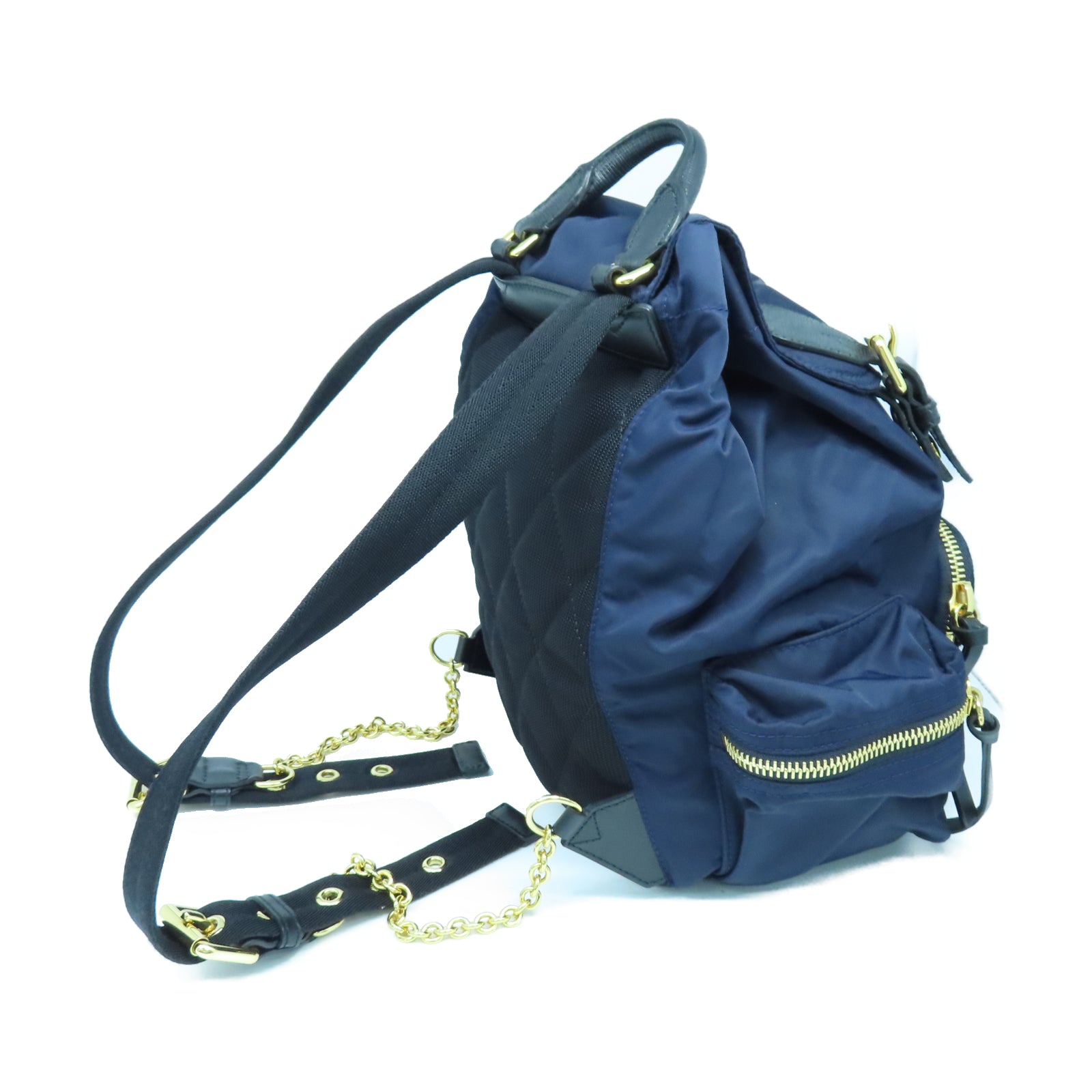 BURBERRY nylon Backpack gold buckle backpack blue