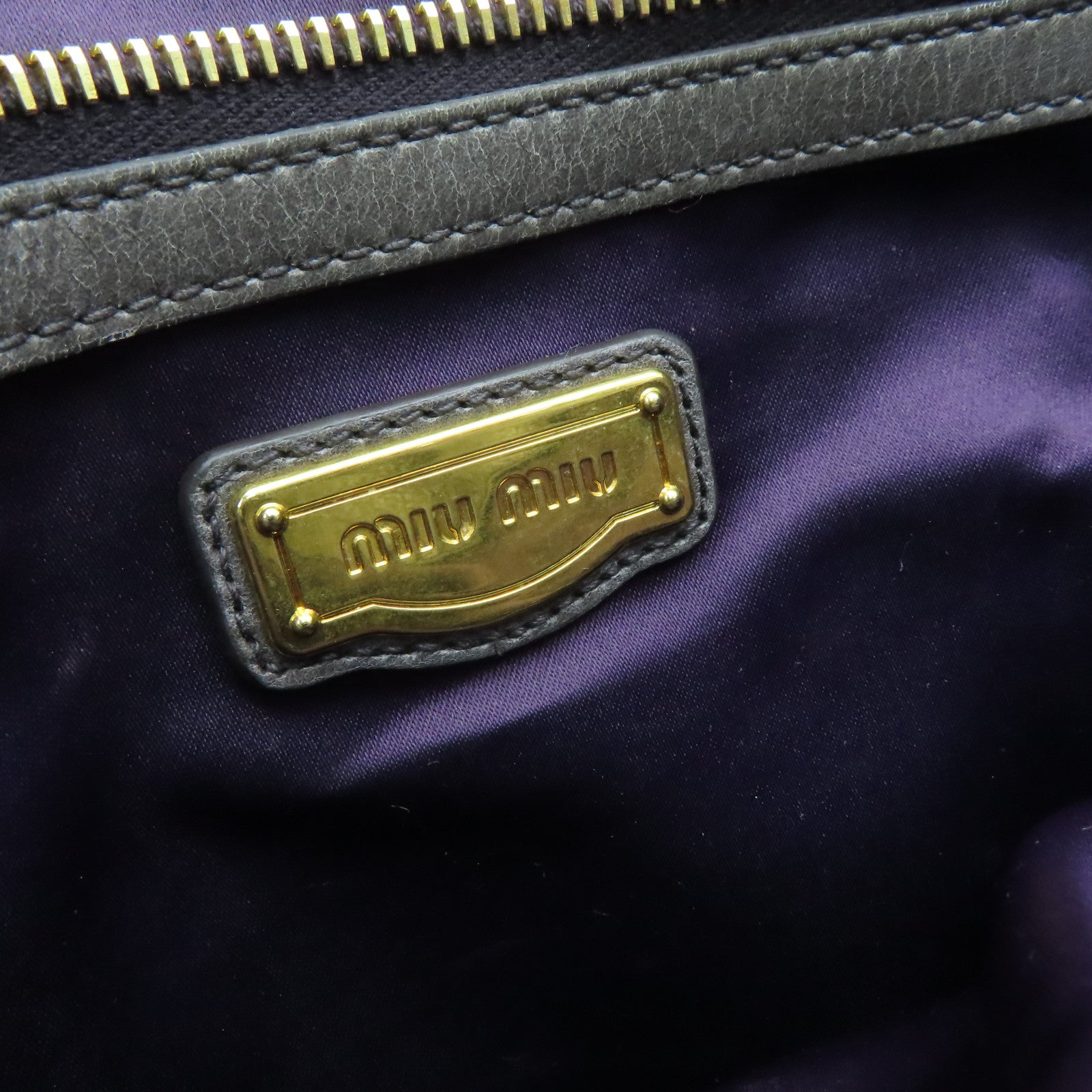 Miu Miu [Sharp Discount] Cowhide Leather 2 Way Shoulder Handle Shoulder Dual-purpose Bag Gray