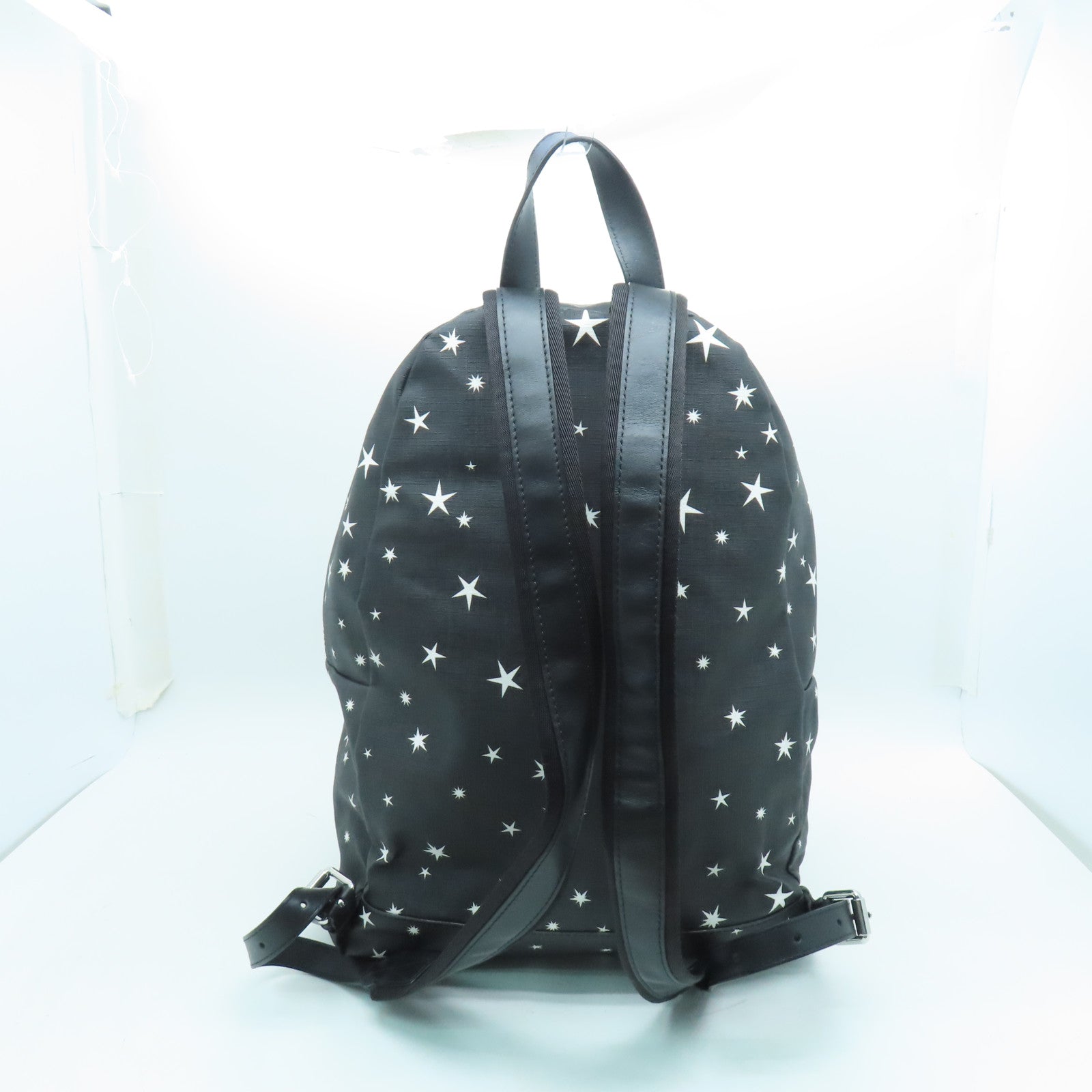 MOSCHINO 塗層帆布Backpack銀扣背包黑色