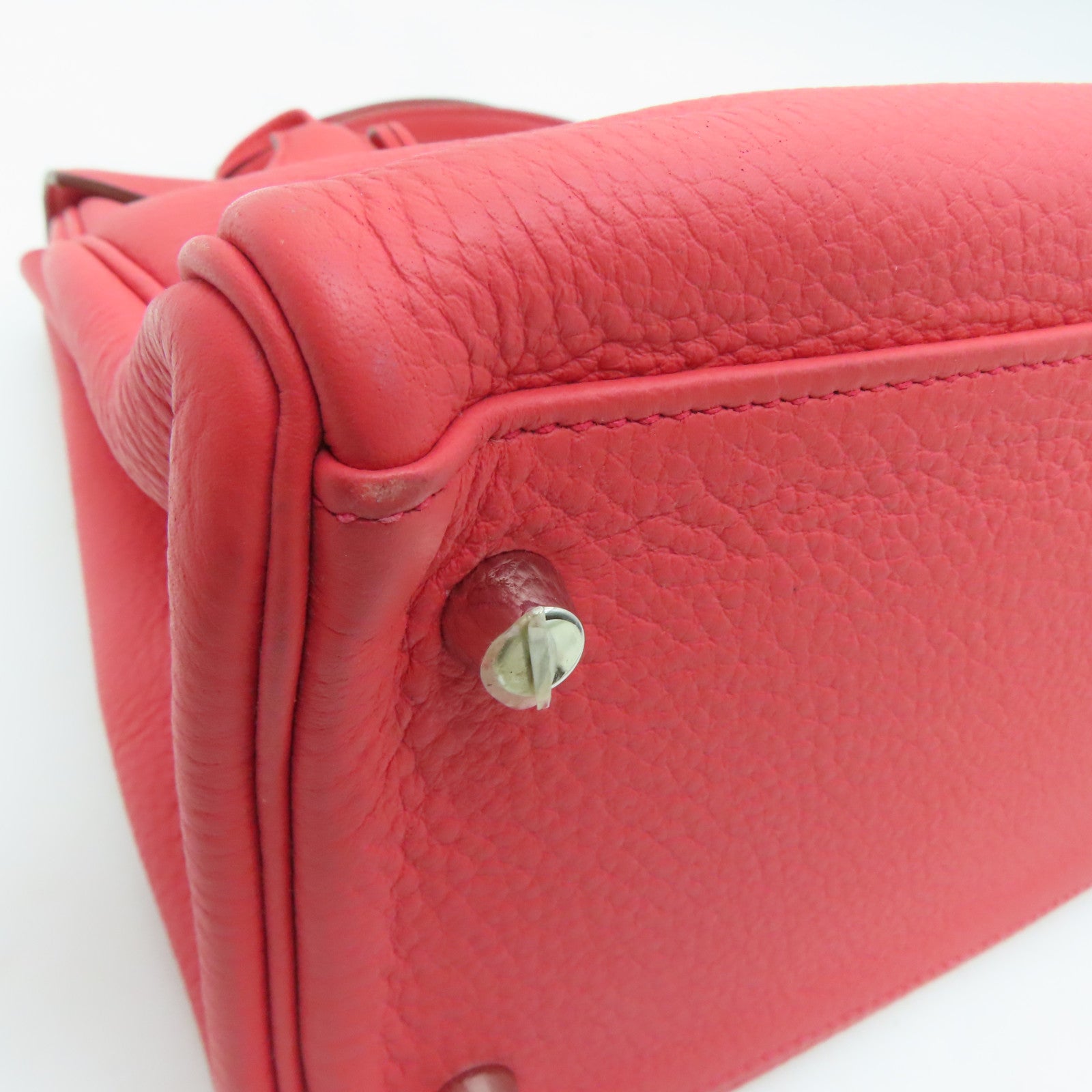 HERMES Clemence皮革Kelly 32银扣手挽肩背两用袋Rose Jaipur/蜜桃红