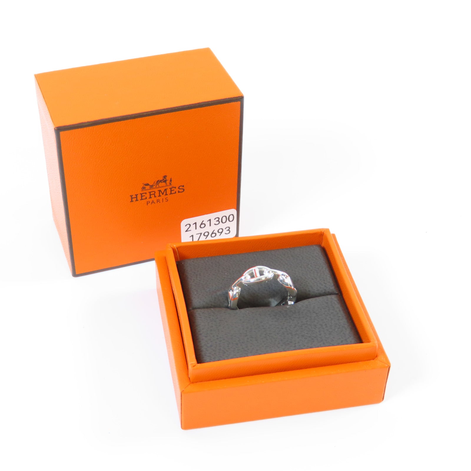 HERMES 925純銀Chaine D'ancre Enchainee #55戒指銀色US#7