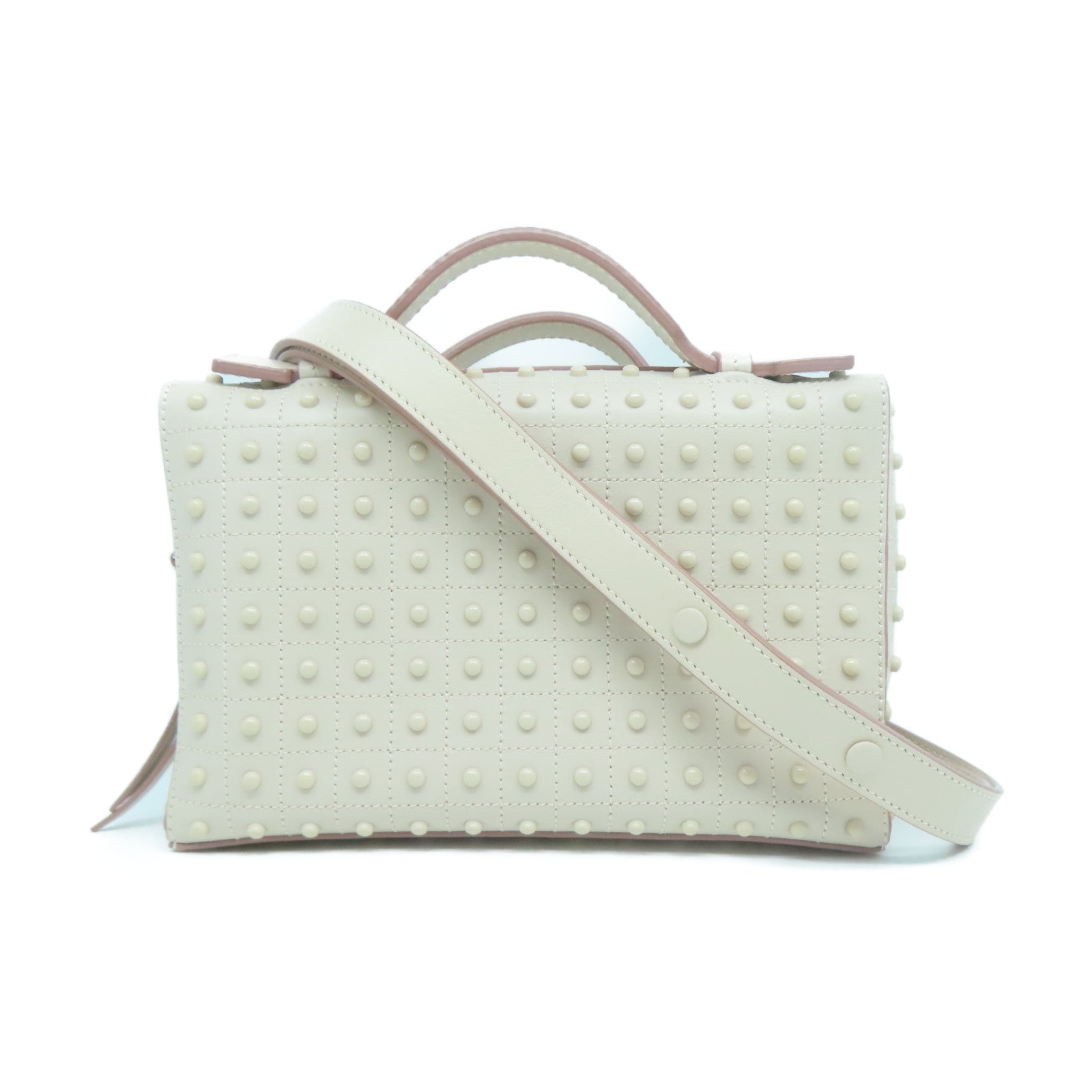 TOD’S 牛皮皮革Shoulder Bag銀扣手挽肩背兩用袋粉紅色