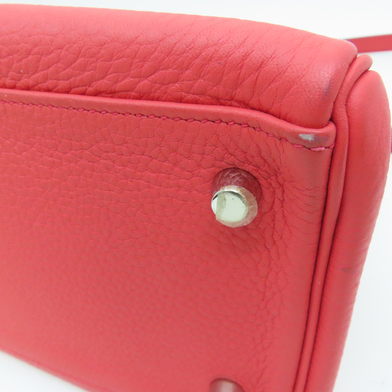 HERMES Clemence皮革Kelly 32银扣手挽肩背两用袋Rose Jaipur/蜜桃红