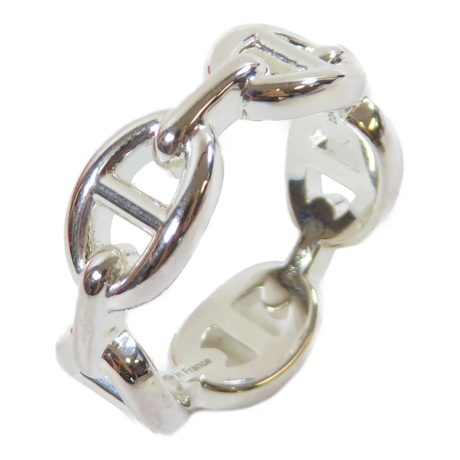 HERMES 925純銀Chaine D'ancre Enchainee #55戒指銀色US#7