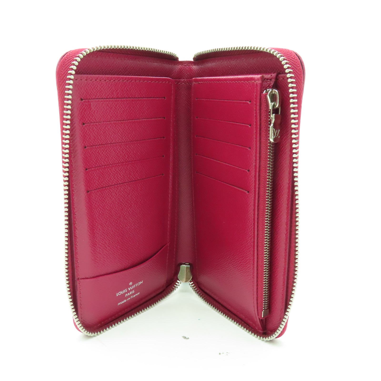 LOUIS VUITTON Epi Zipper Compact Wallet銀扣長錢包紅色