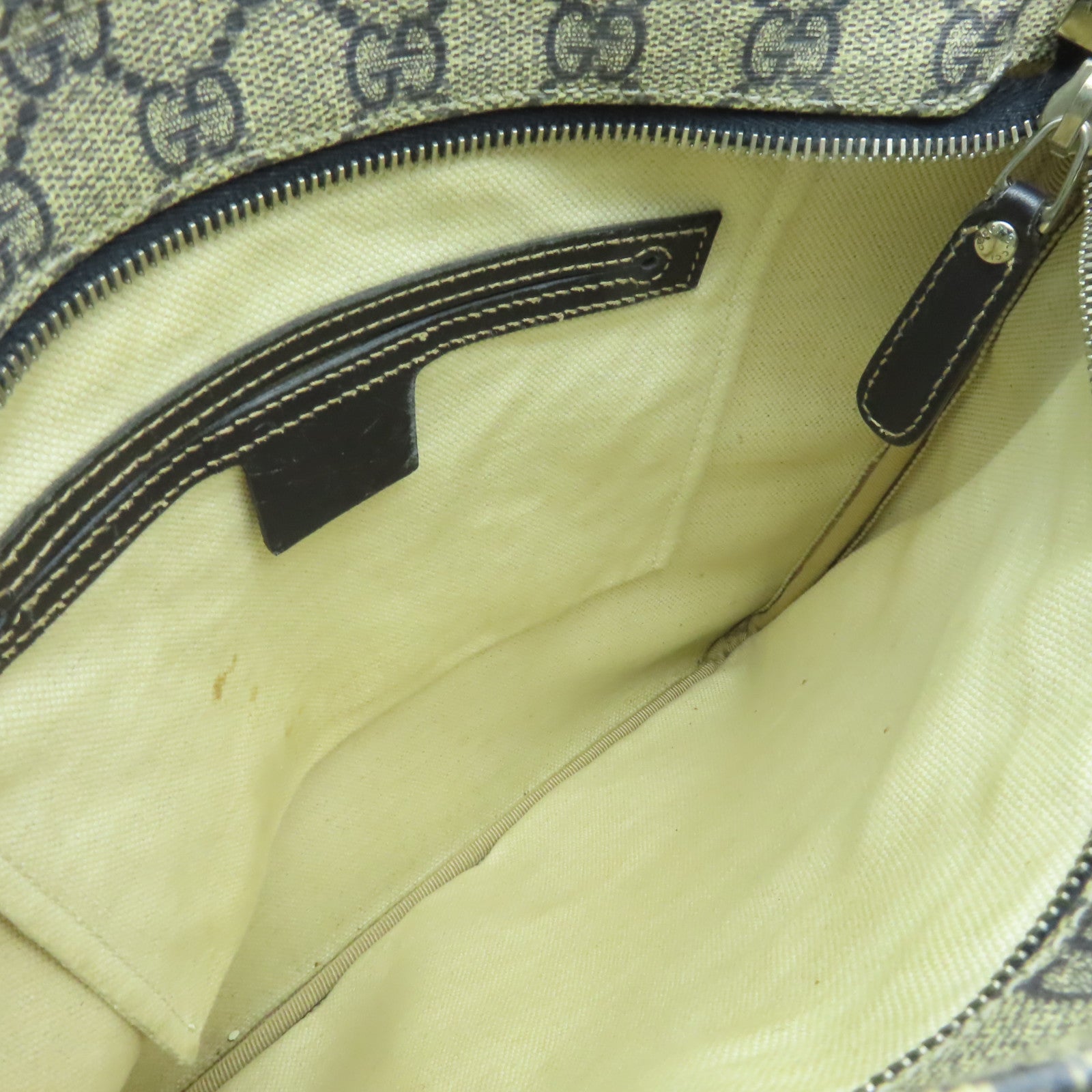 GUCCI 塗層帆布Shoulder Bag銀扣肩背袋灰色/藍色