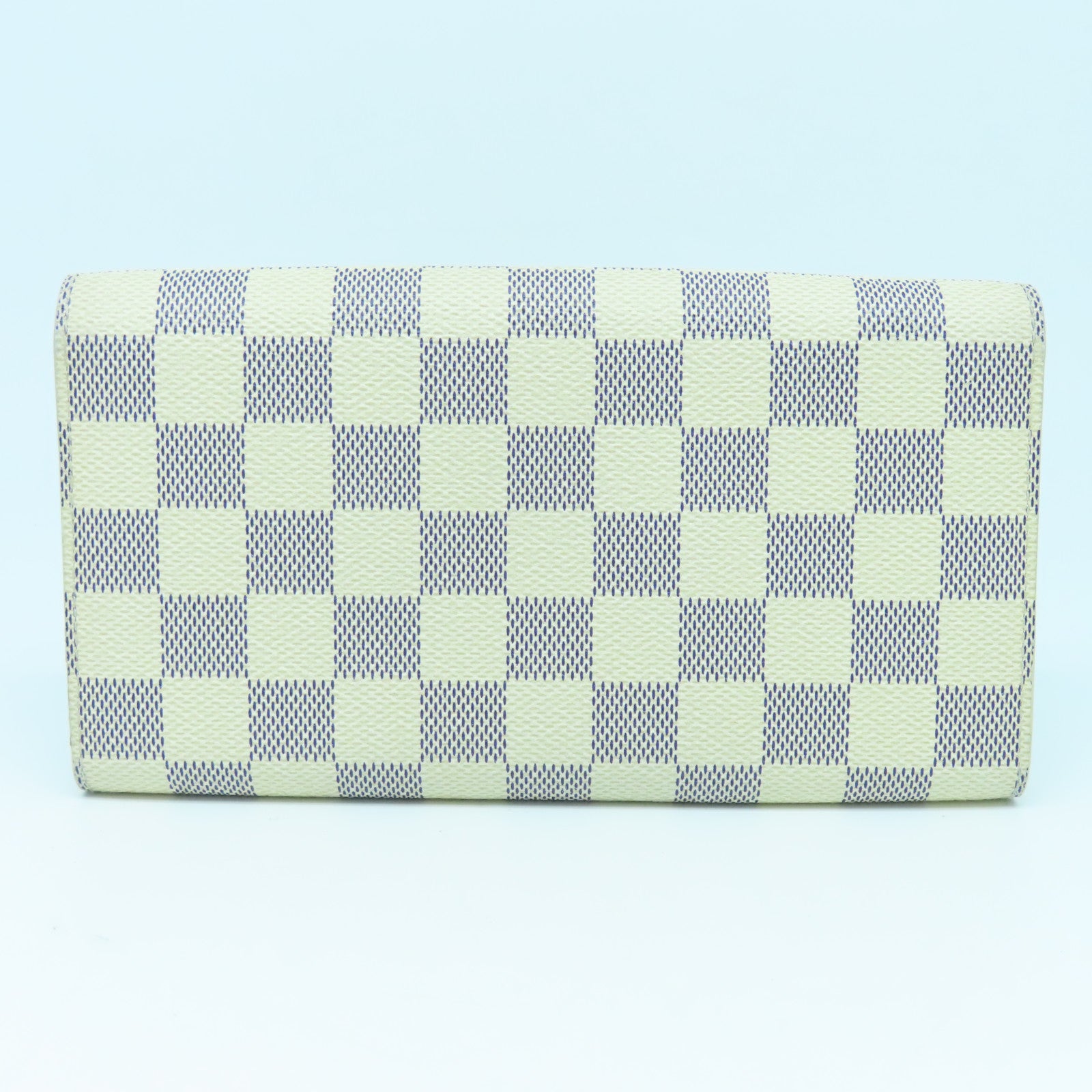 LOUIS VUITTON Damier Azur Sarah Wallet gold buckle long wallet beige