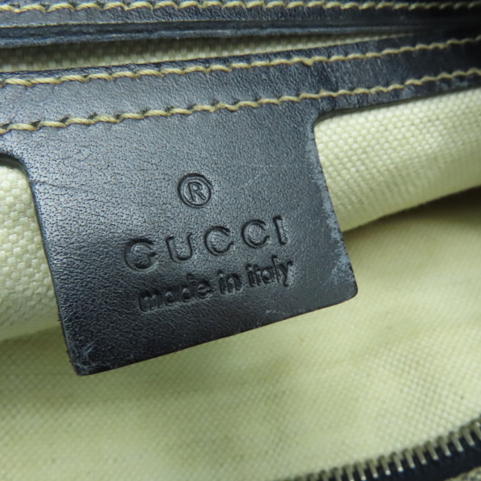 GUCCI 塗層帆布Shoulder Bag銀扣肩背袋灰色/藍色