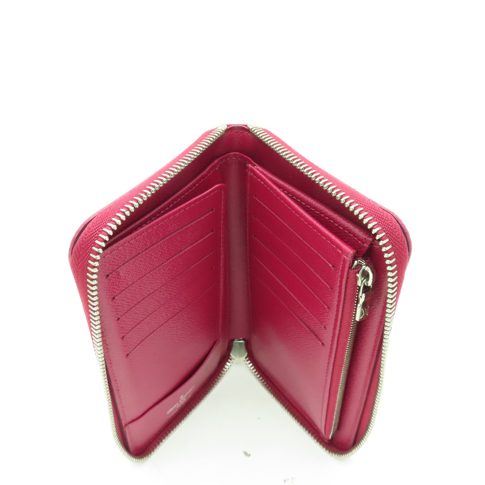 LOUIS VUITTON Epi Zipper Compact Wallet銀扣長錢包紅色