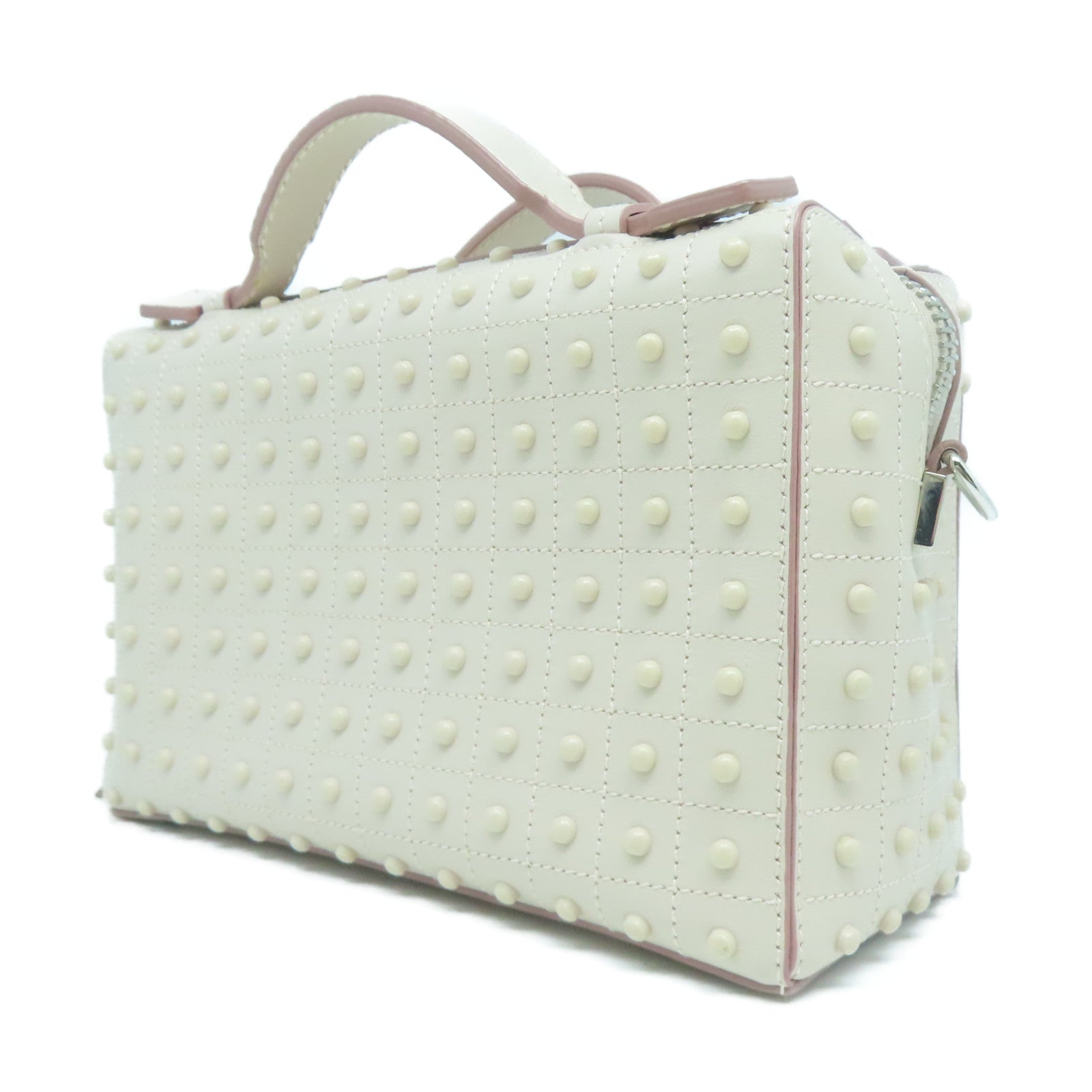 TOD’S 牛皮皮革Shoulder Bag銀扣手挽肩背兩用袋粉紅色